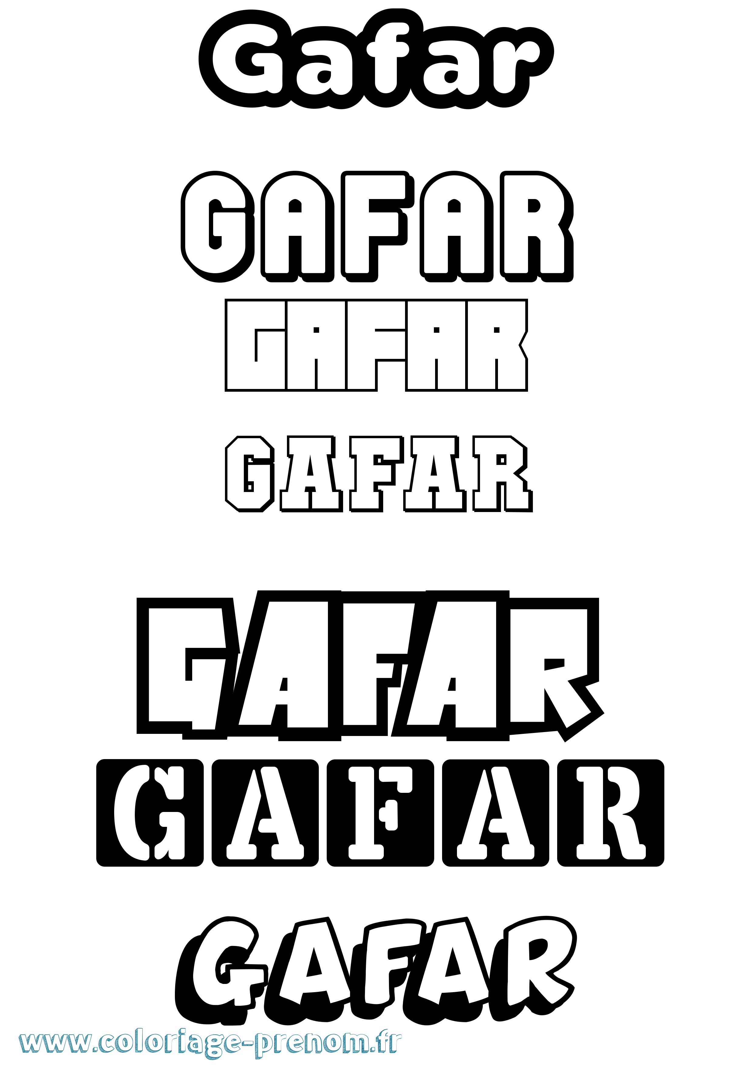 Coloriage prénom Gafar Simple