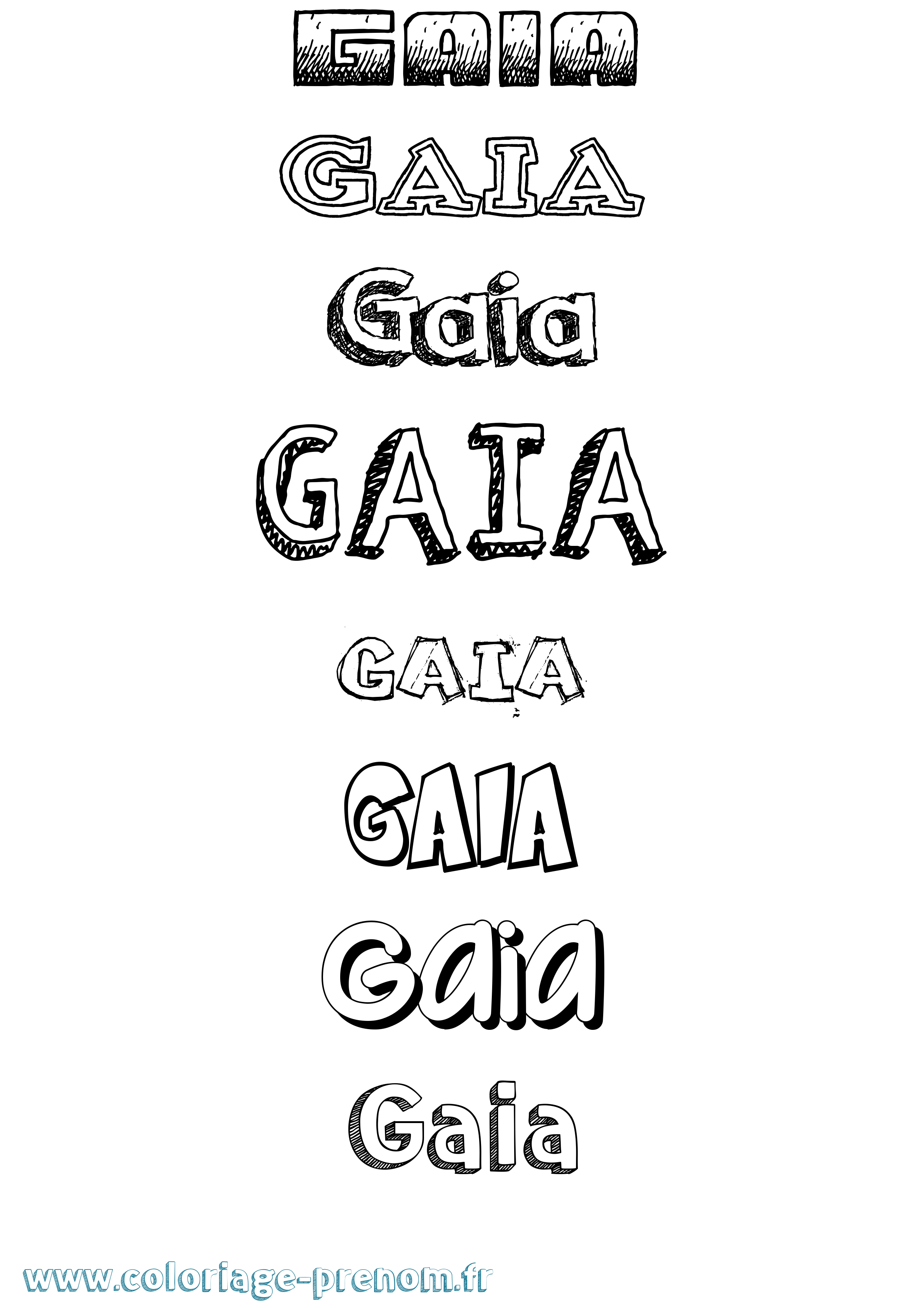 Coloriage prénom Gaia Dessiné