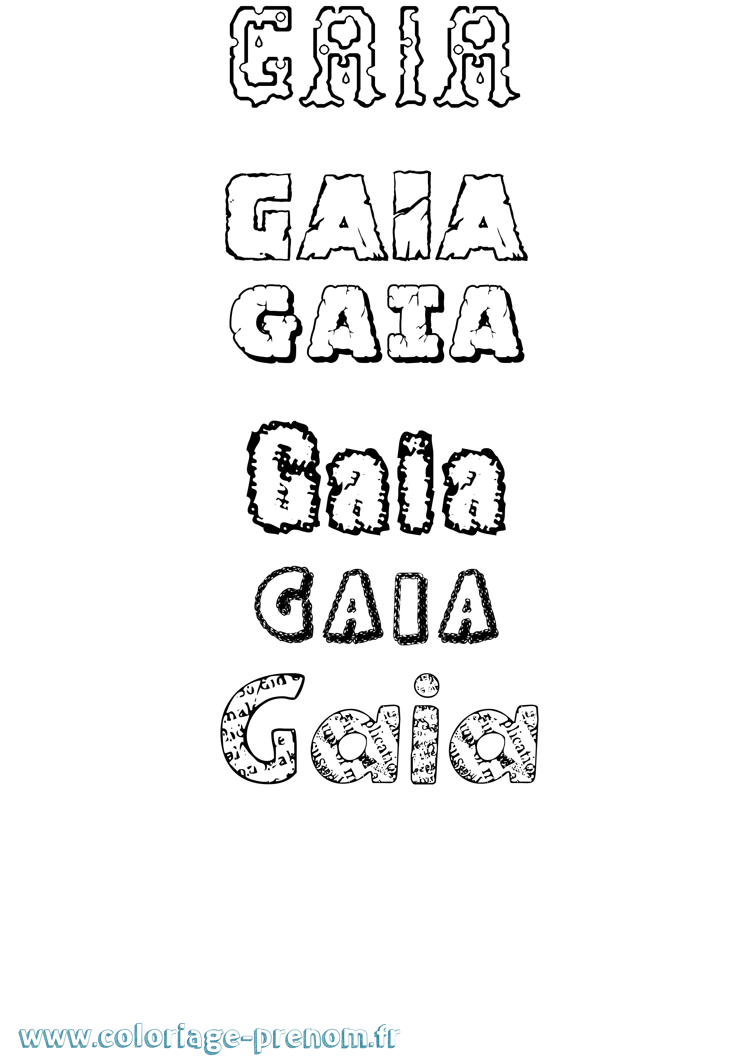 Coloriage prénom Gaia Destructuré