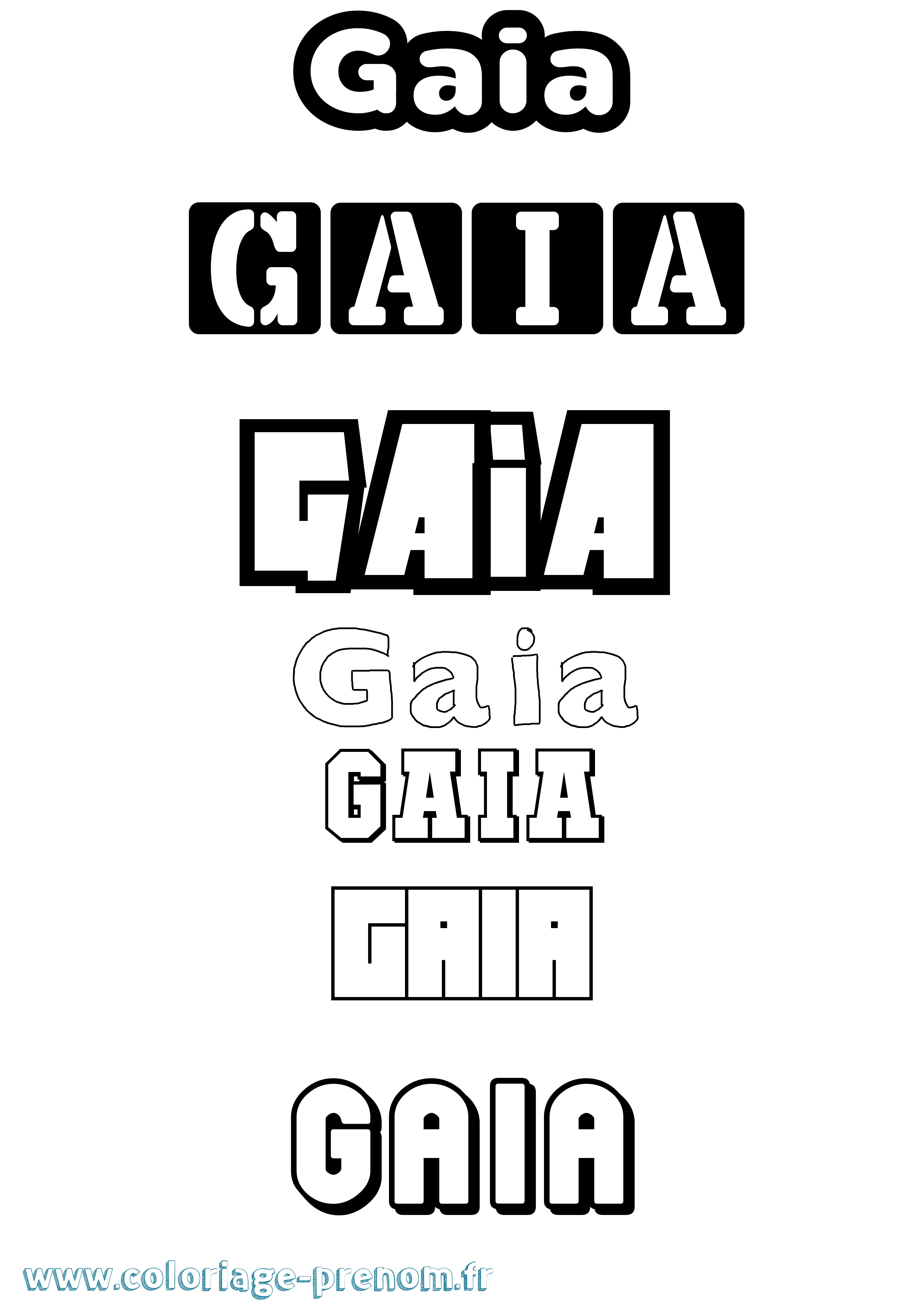 Coloriage prénom Gaia Simple