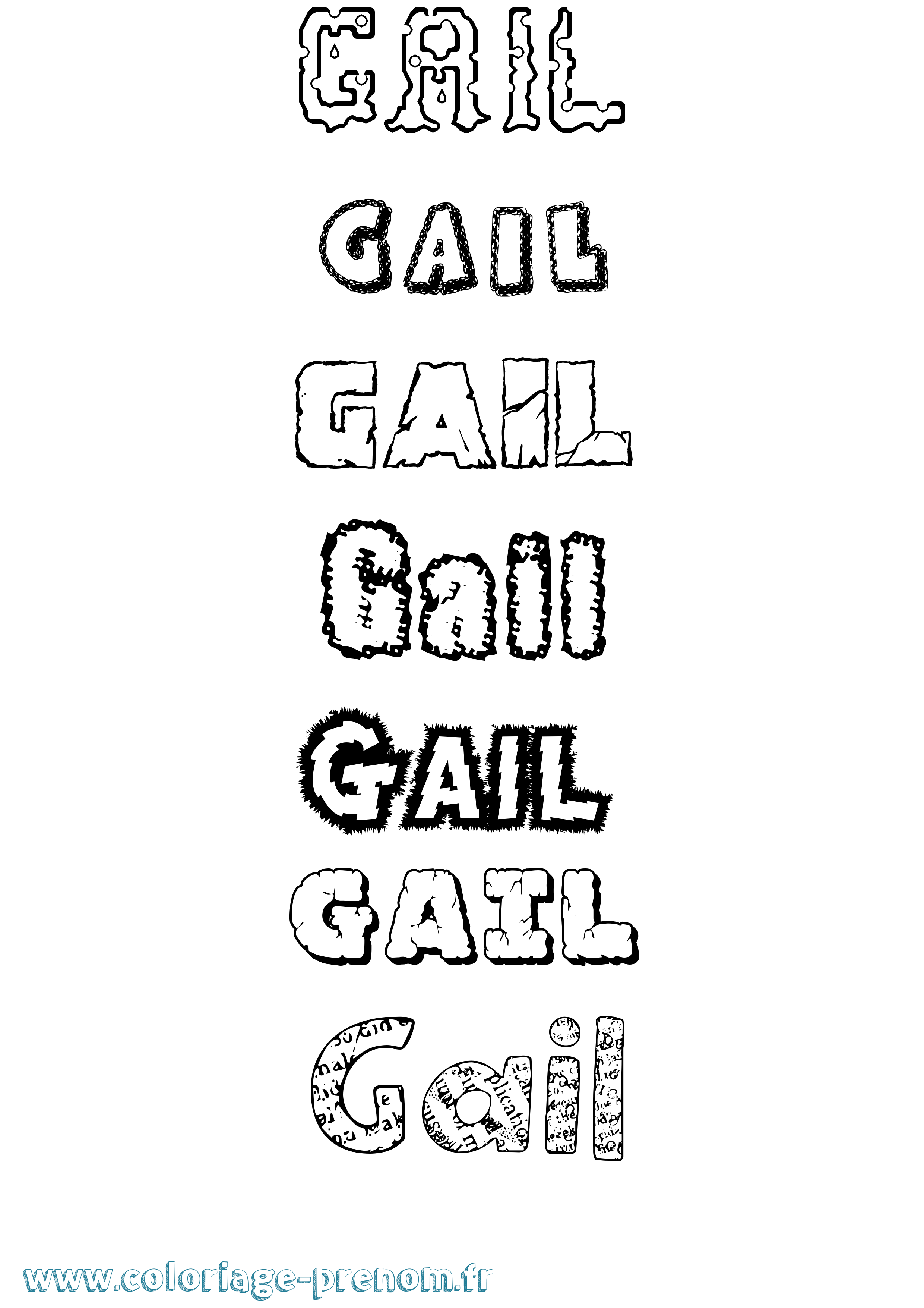 Coloriage prénom Gail Destructuré