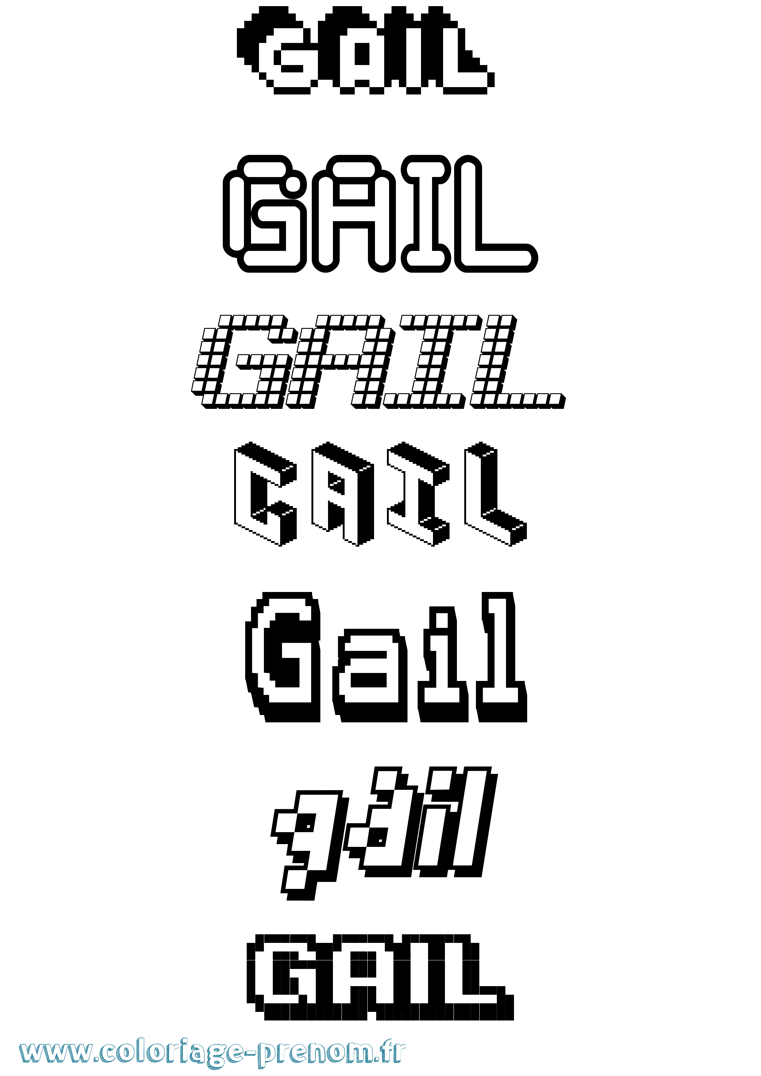 Coloriage prénom Gail Pixel