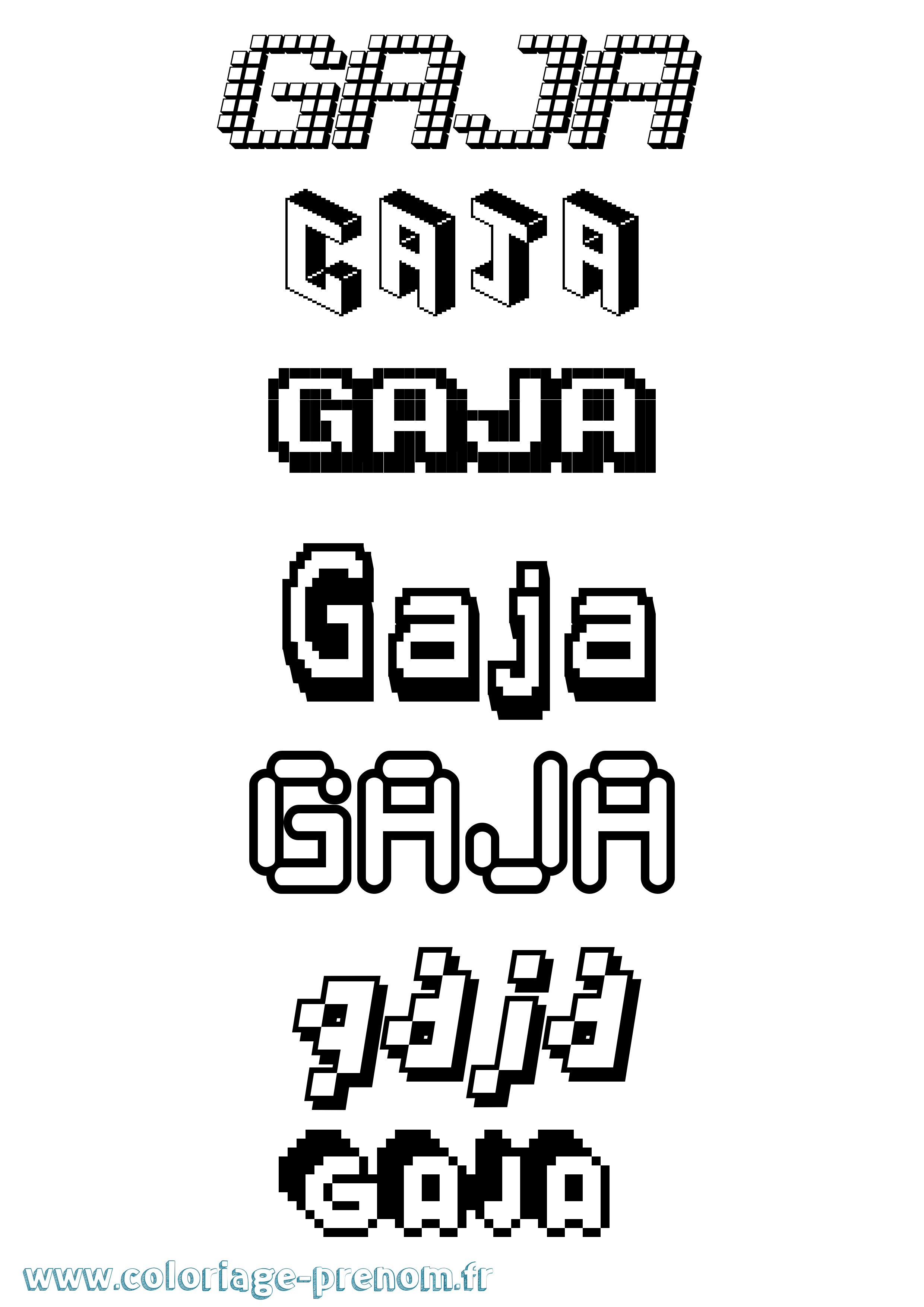 Coloriage prénom Gaja Pixel