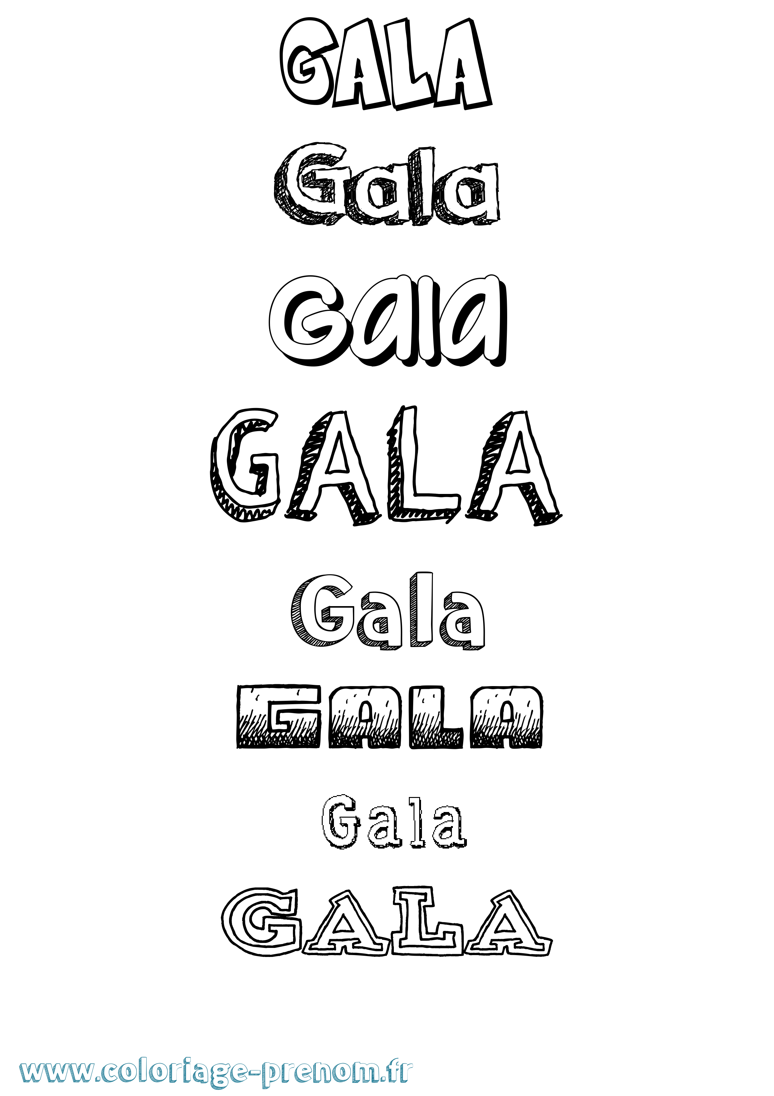 Coloriage prénom Gala Dessiné