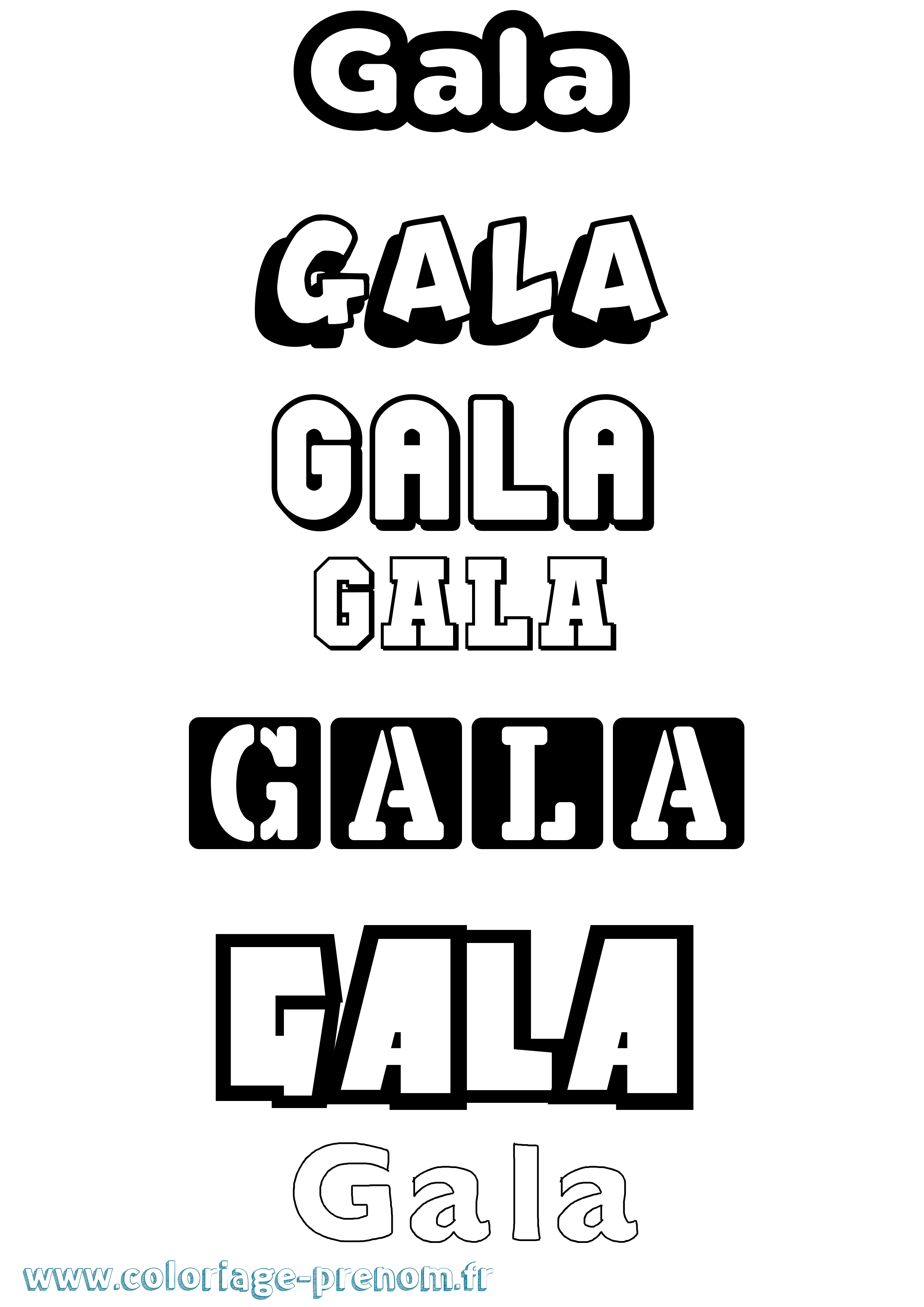 Coloriage prénom Gala Simple