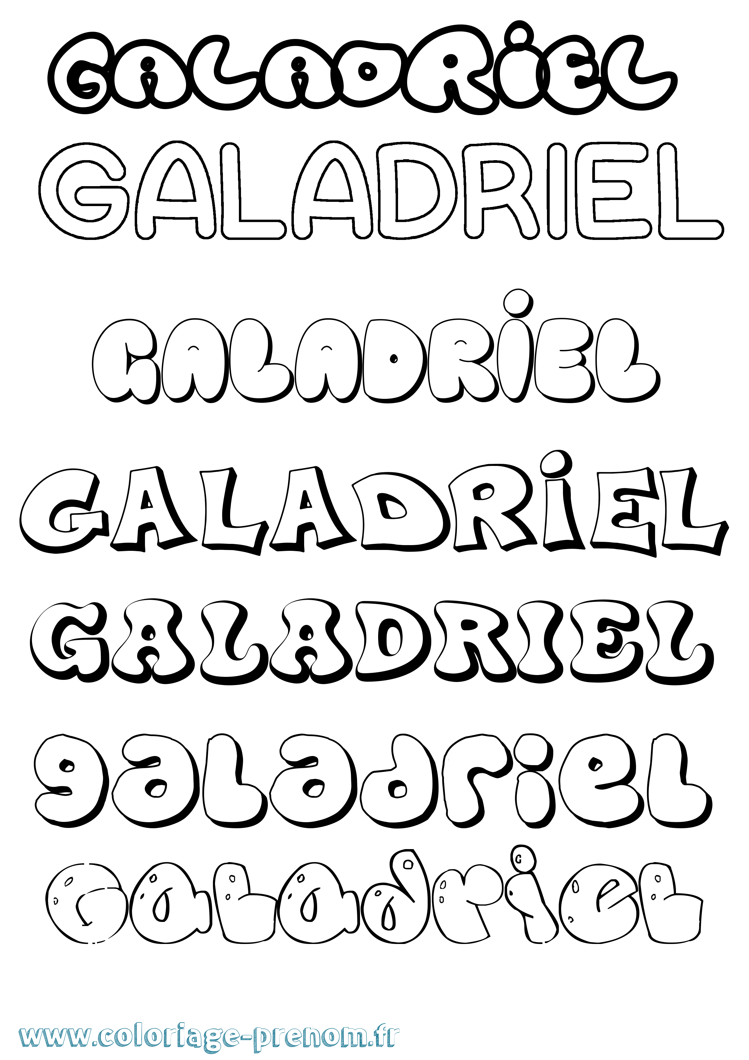 Coloriage prénom Galadriel Bubble