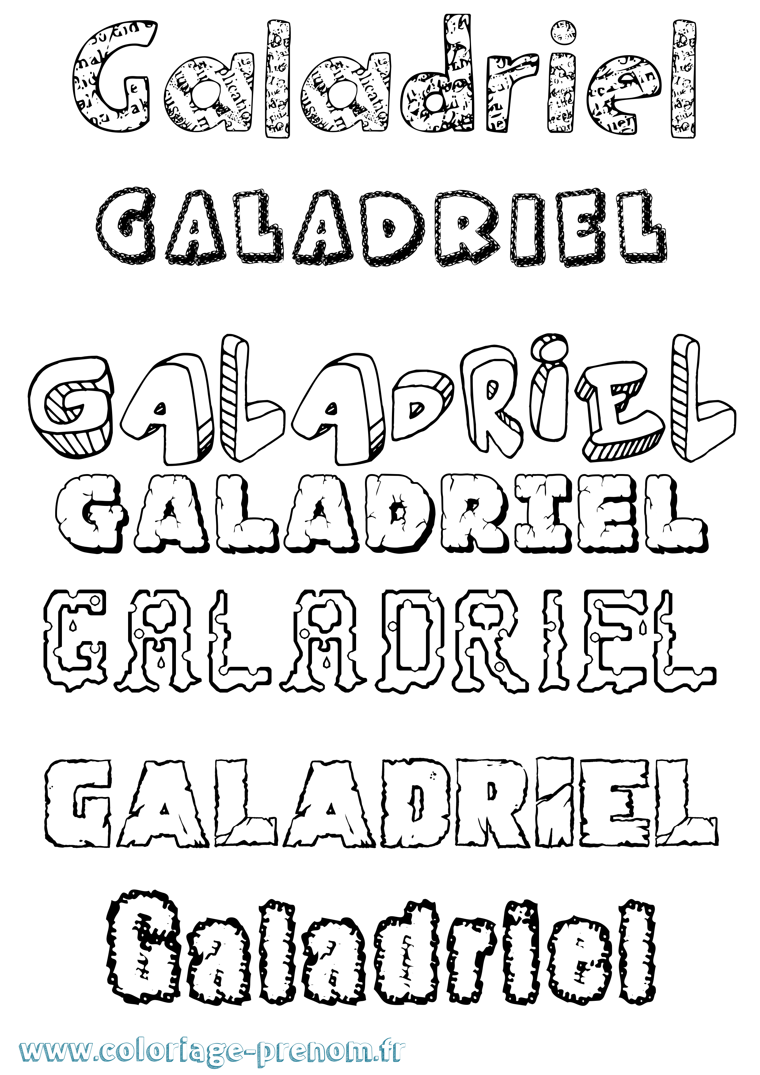 Coloriage prénom Galadriel Destructuré
