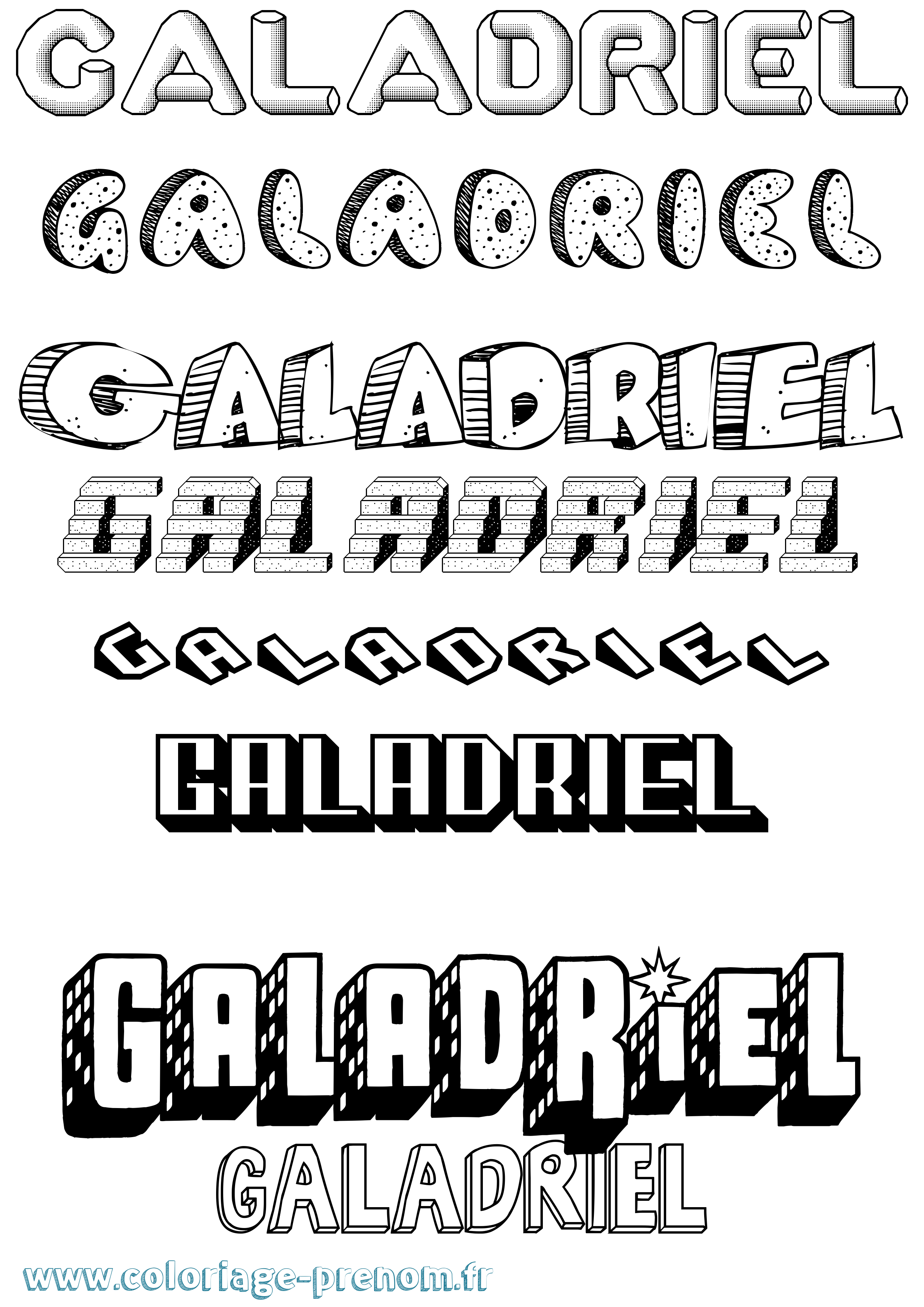 Coloriage prénom Galadriel Effet 3D