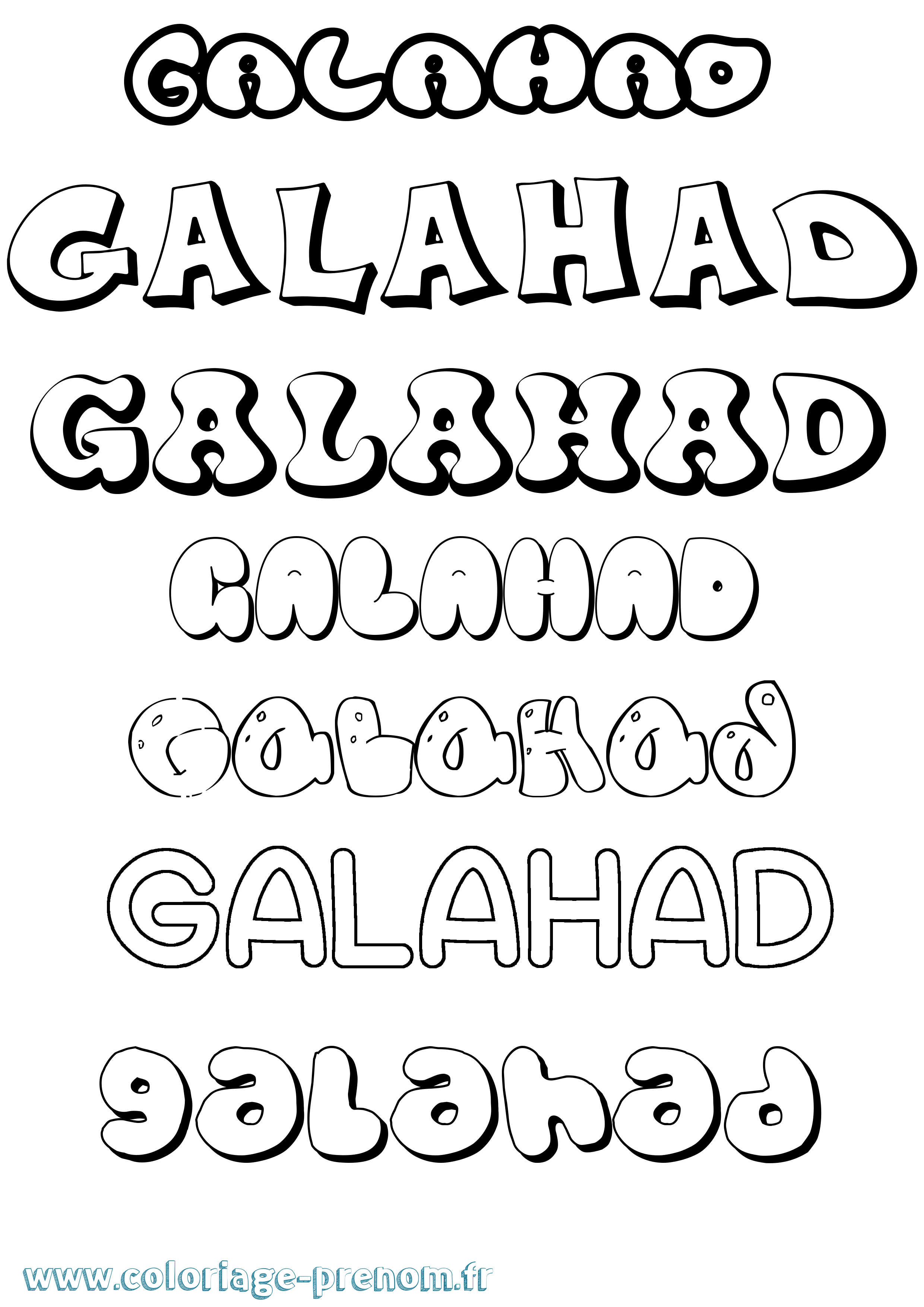 Coloriage prénom Galahad Bubble
