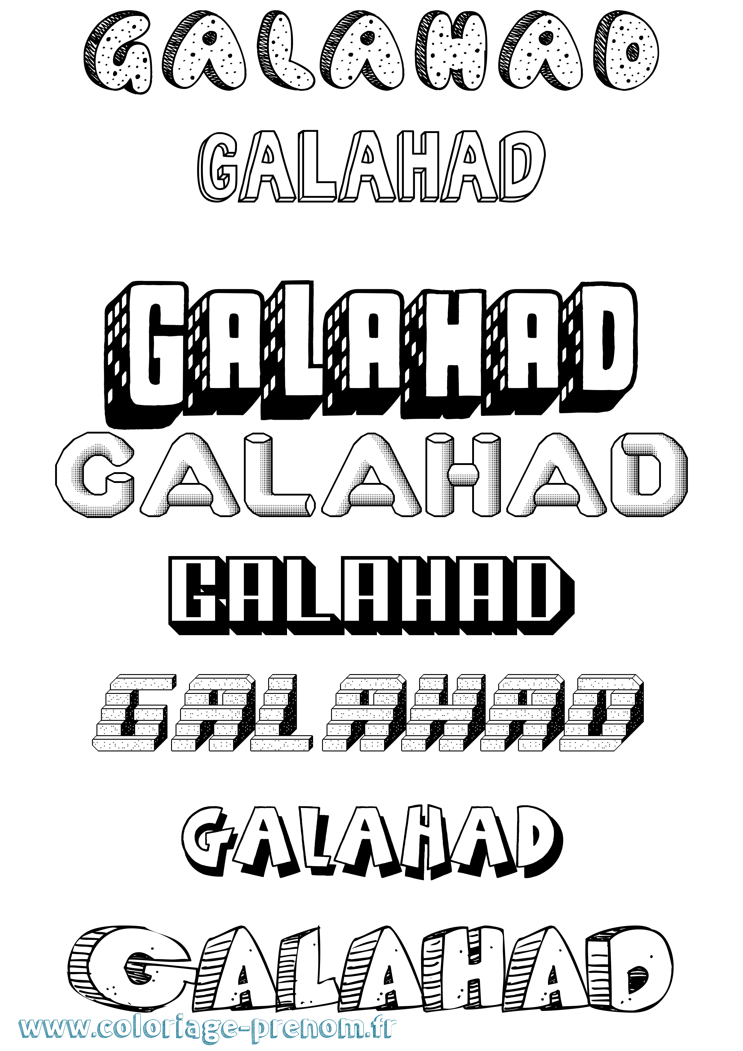 Coloriage prénom Galahad Effet 3D