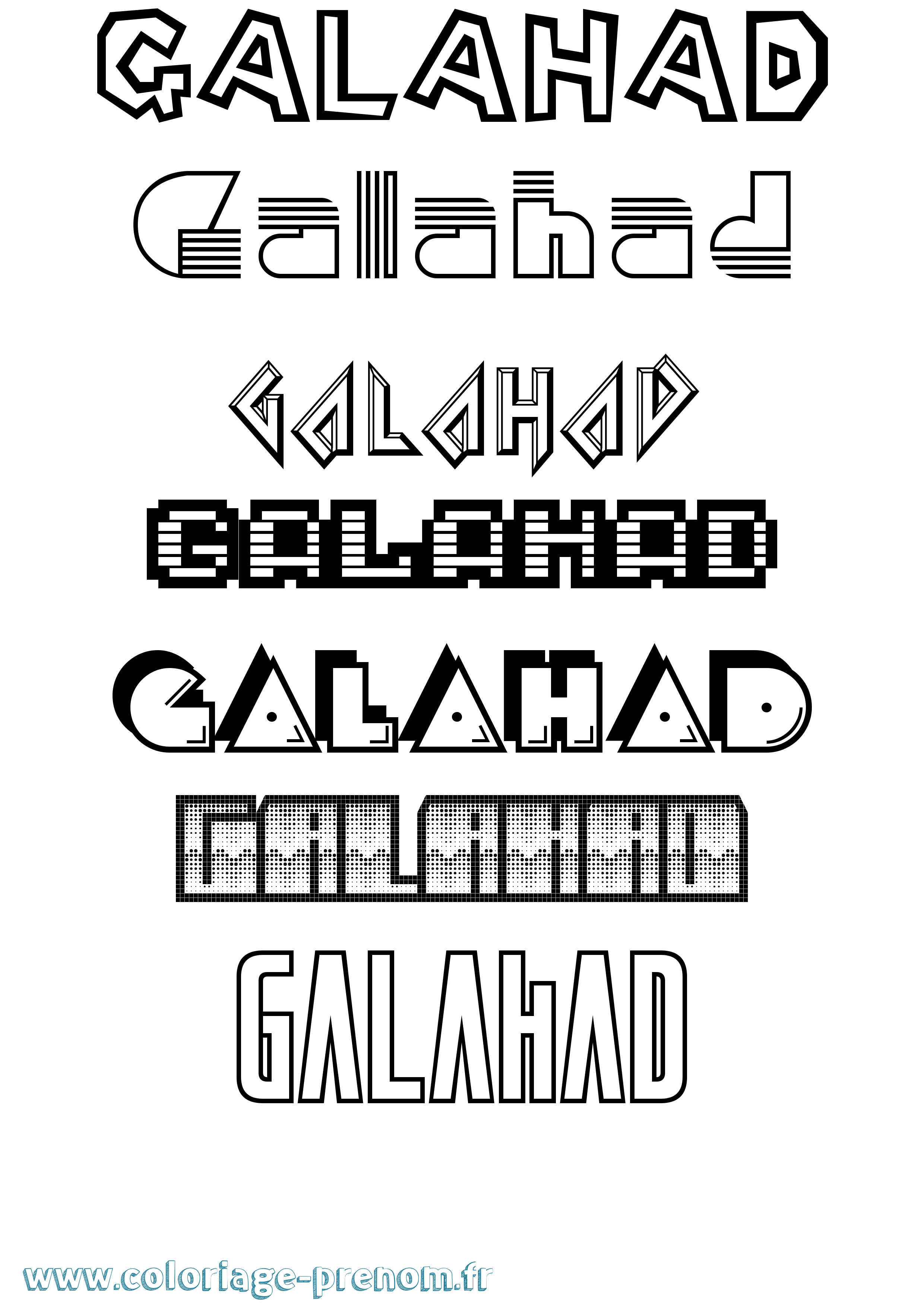 Coloriage prénom Galahad Jeux Vidéos