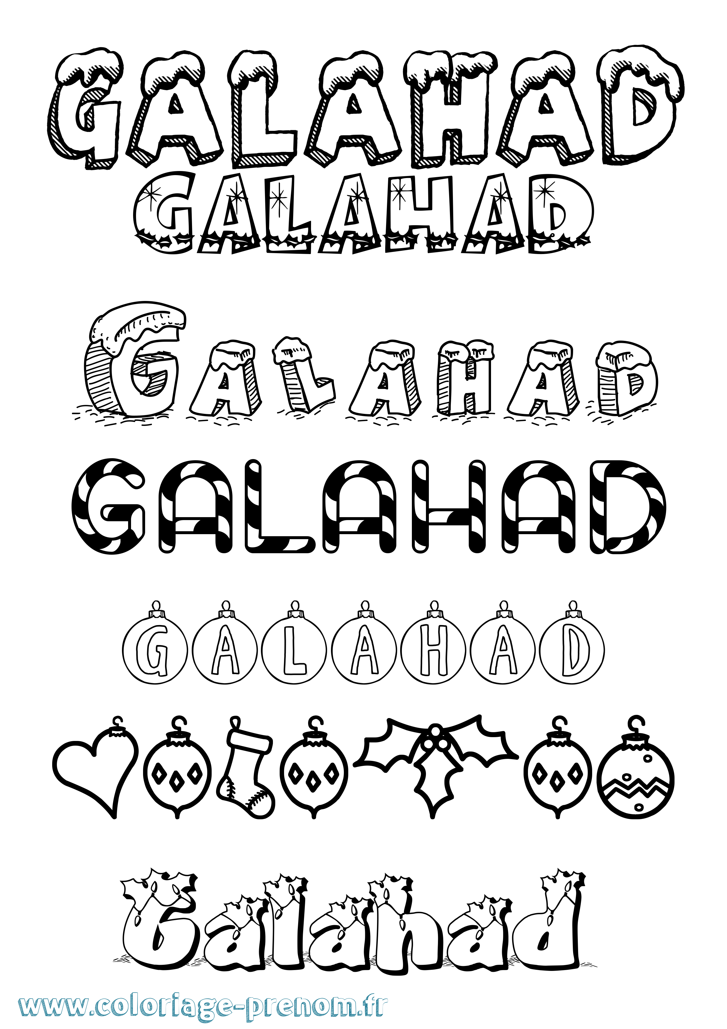 Coloriage prénom Galahad Noël