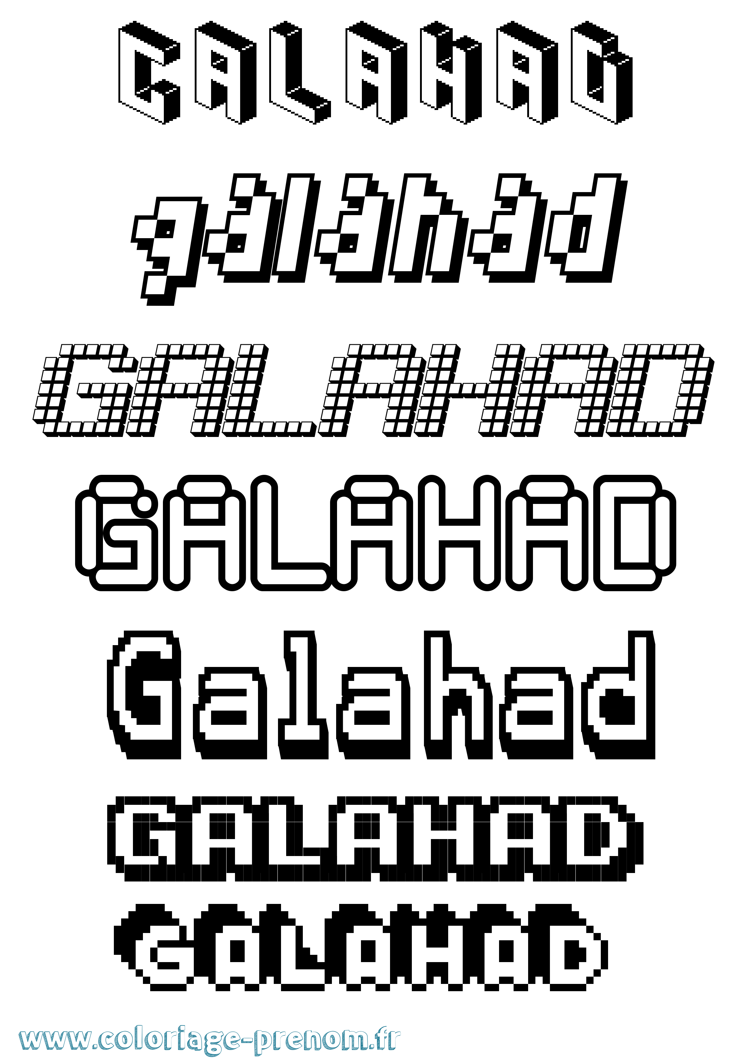 Coloriage prénom Galahad Pixel