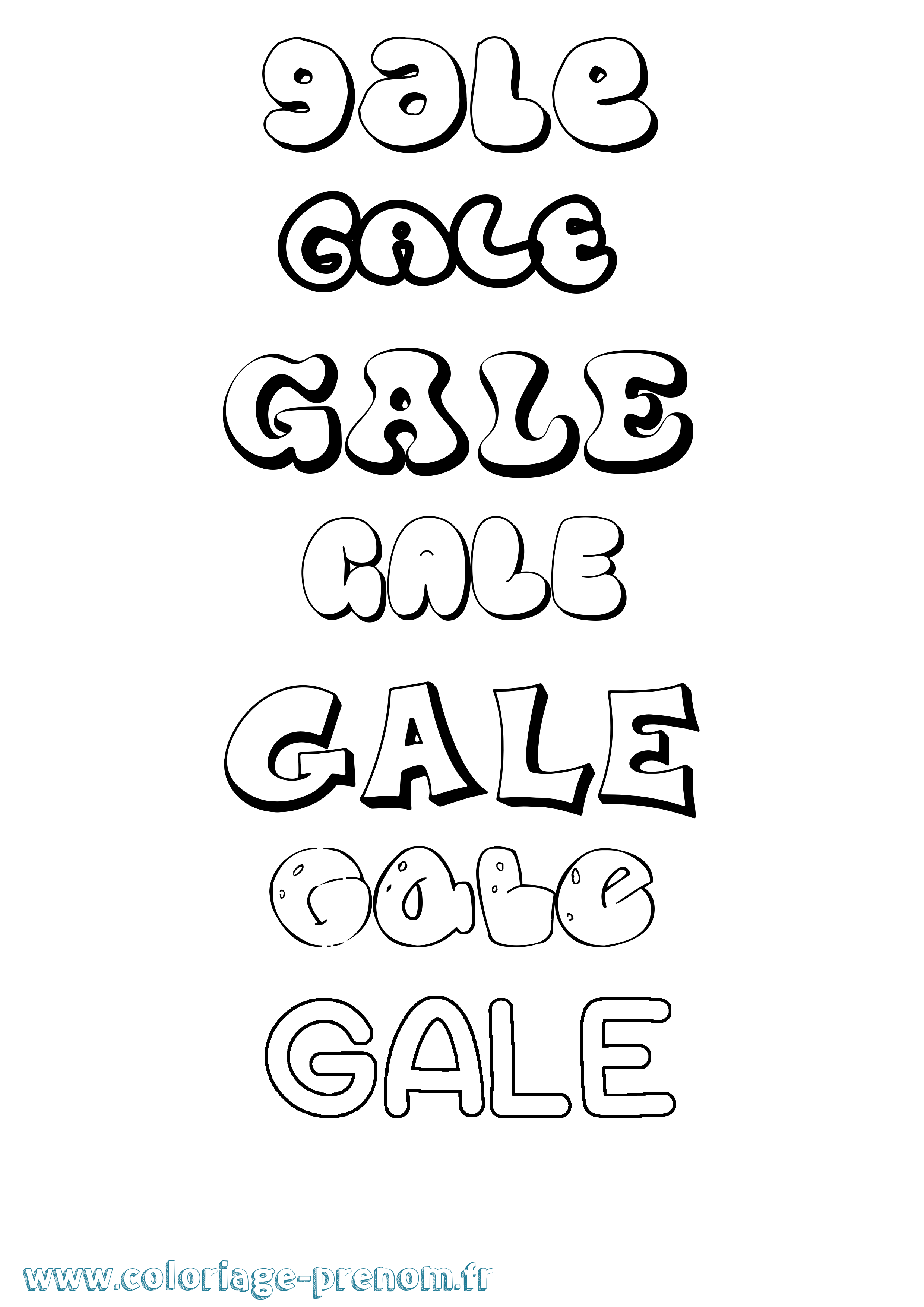 Coloriage prénom Gale Bubble
