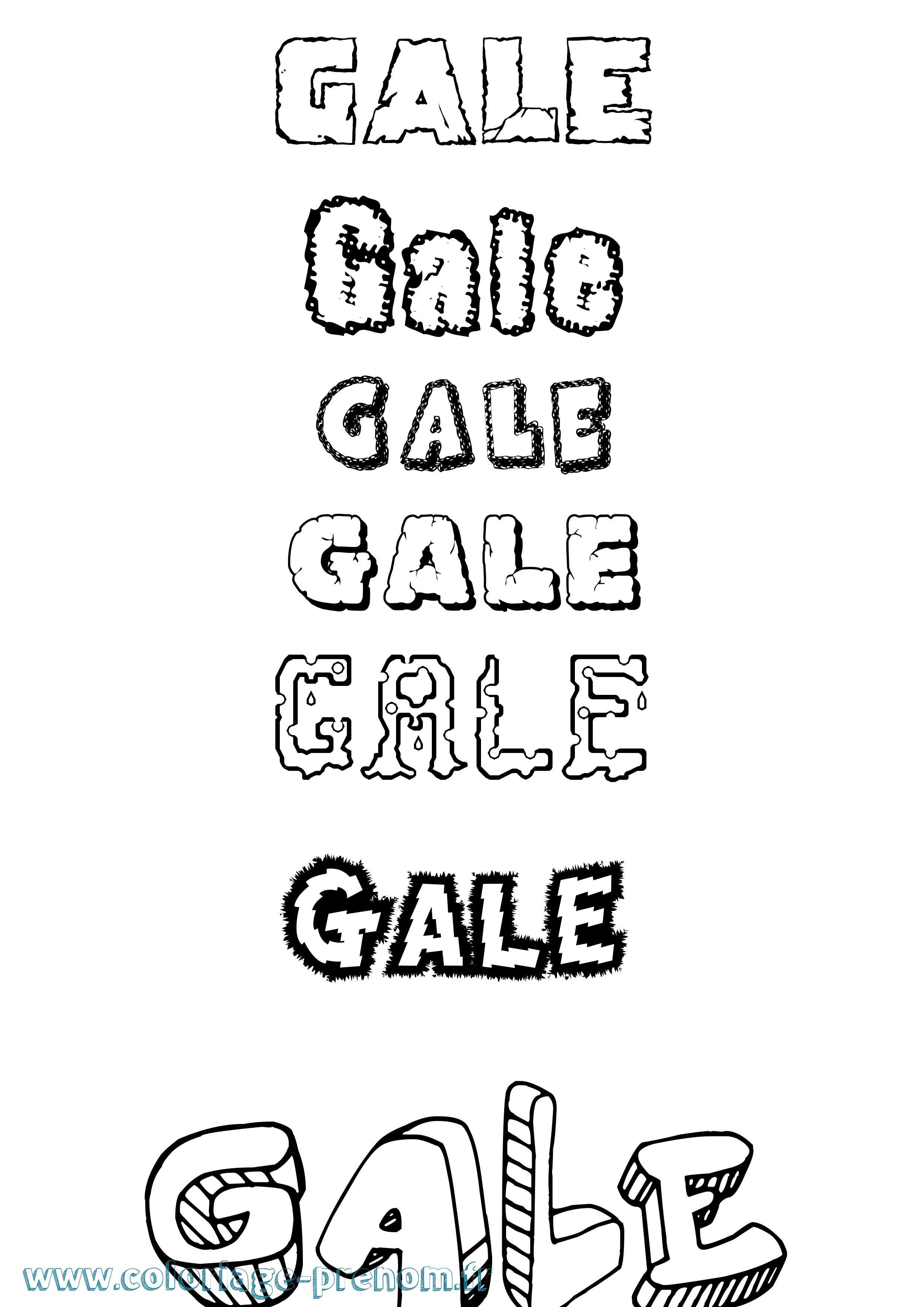 Coloriage prénom Gale Destructuré