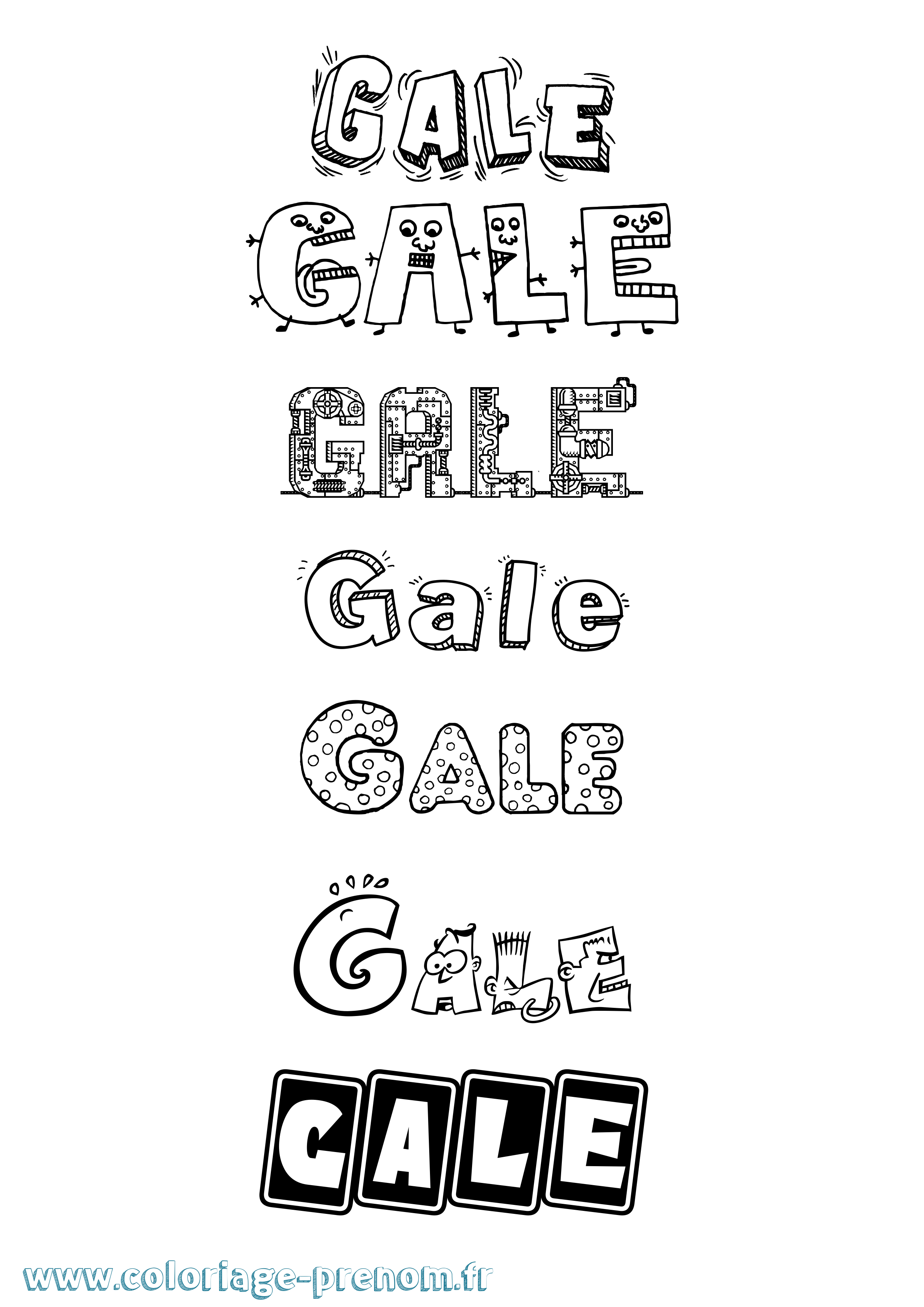 Coloriage prénom Gale Fun