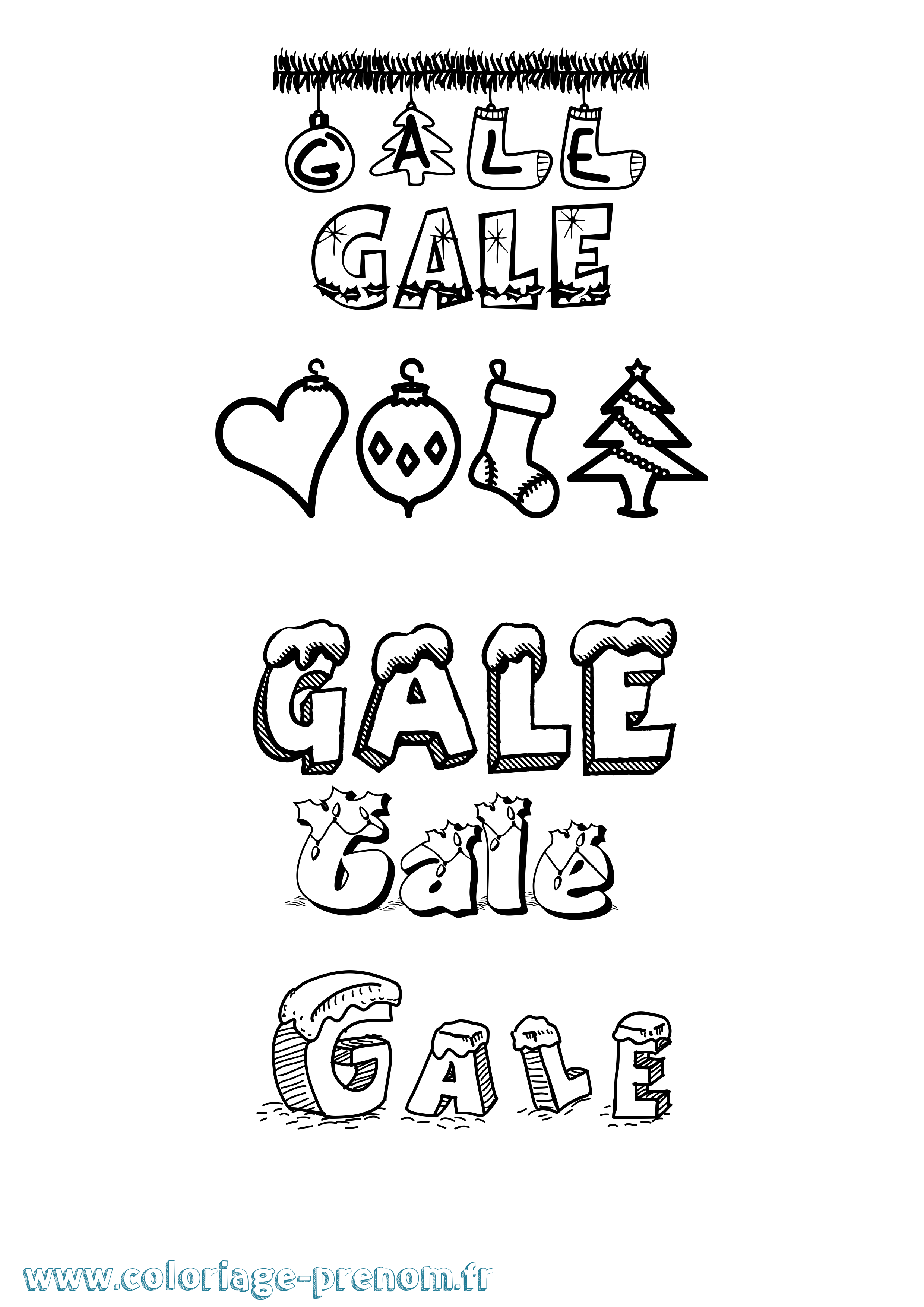 Coloriage prénom Gale Noël