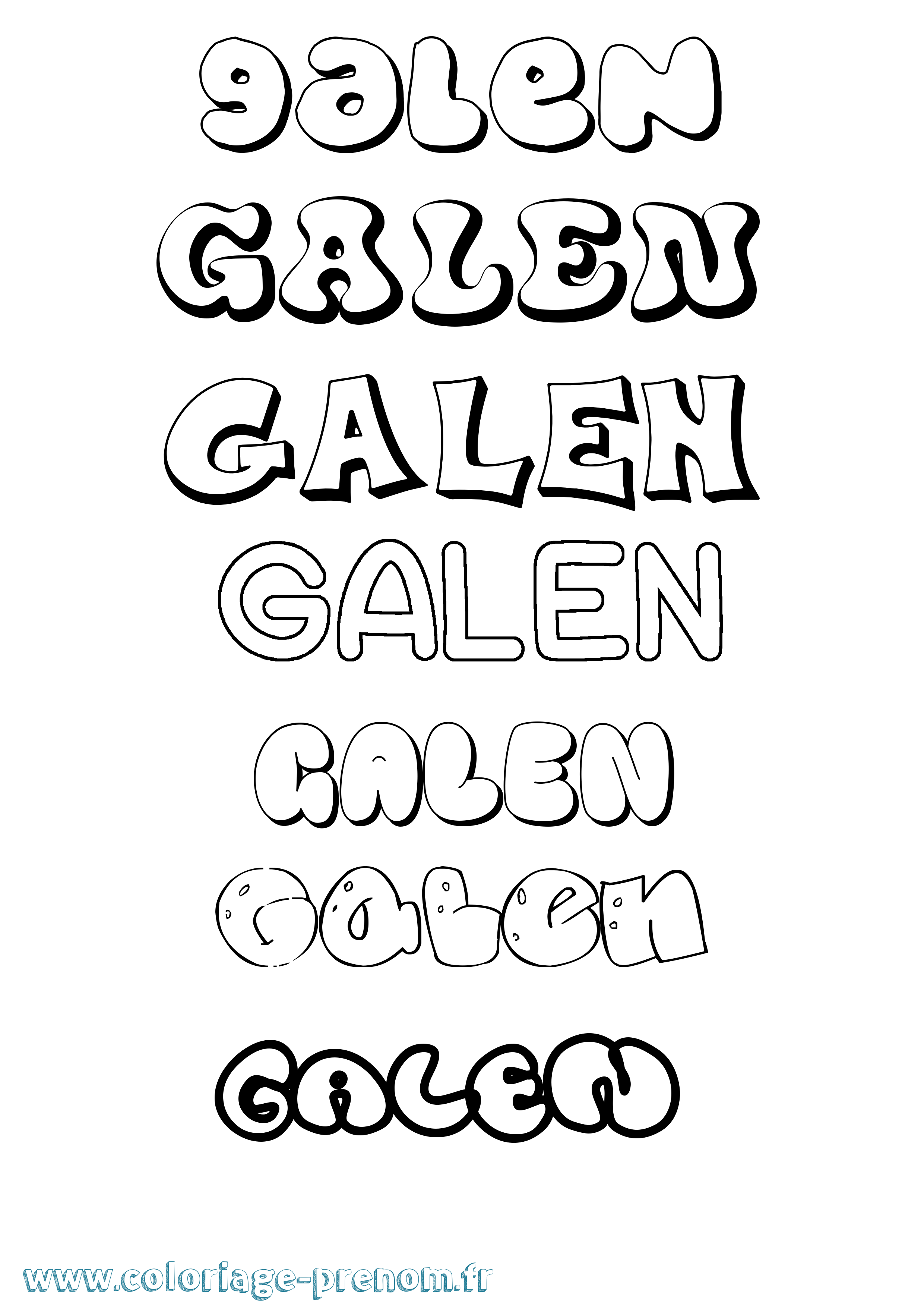 Coloriage prénom Galen Bubble