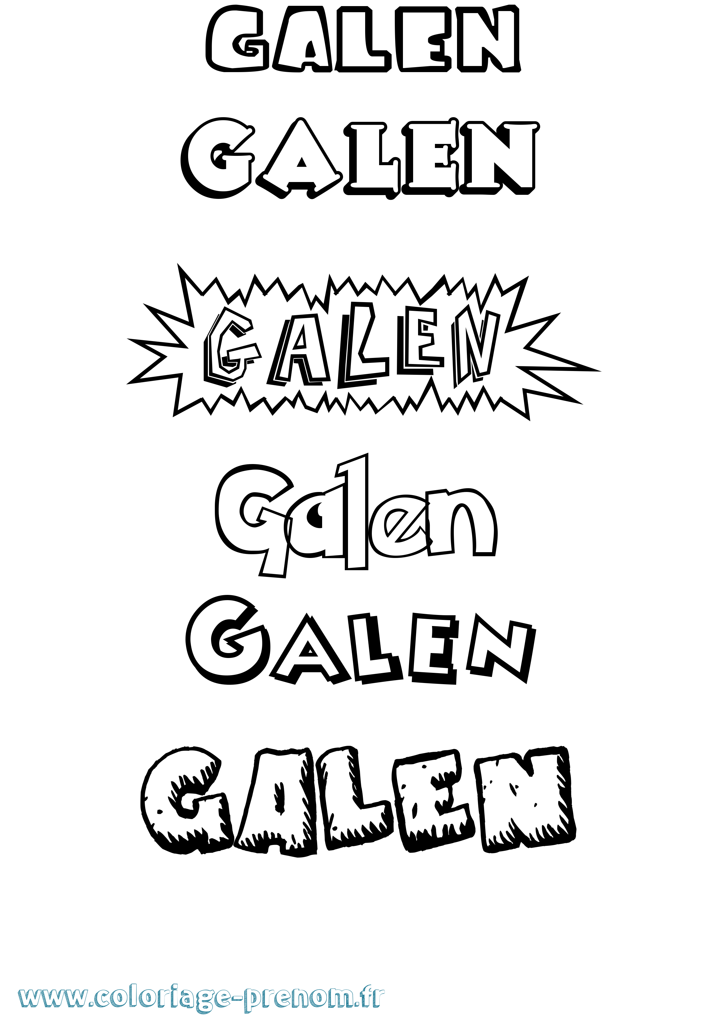 Coloriage prénom Galen Dessin Animé