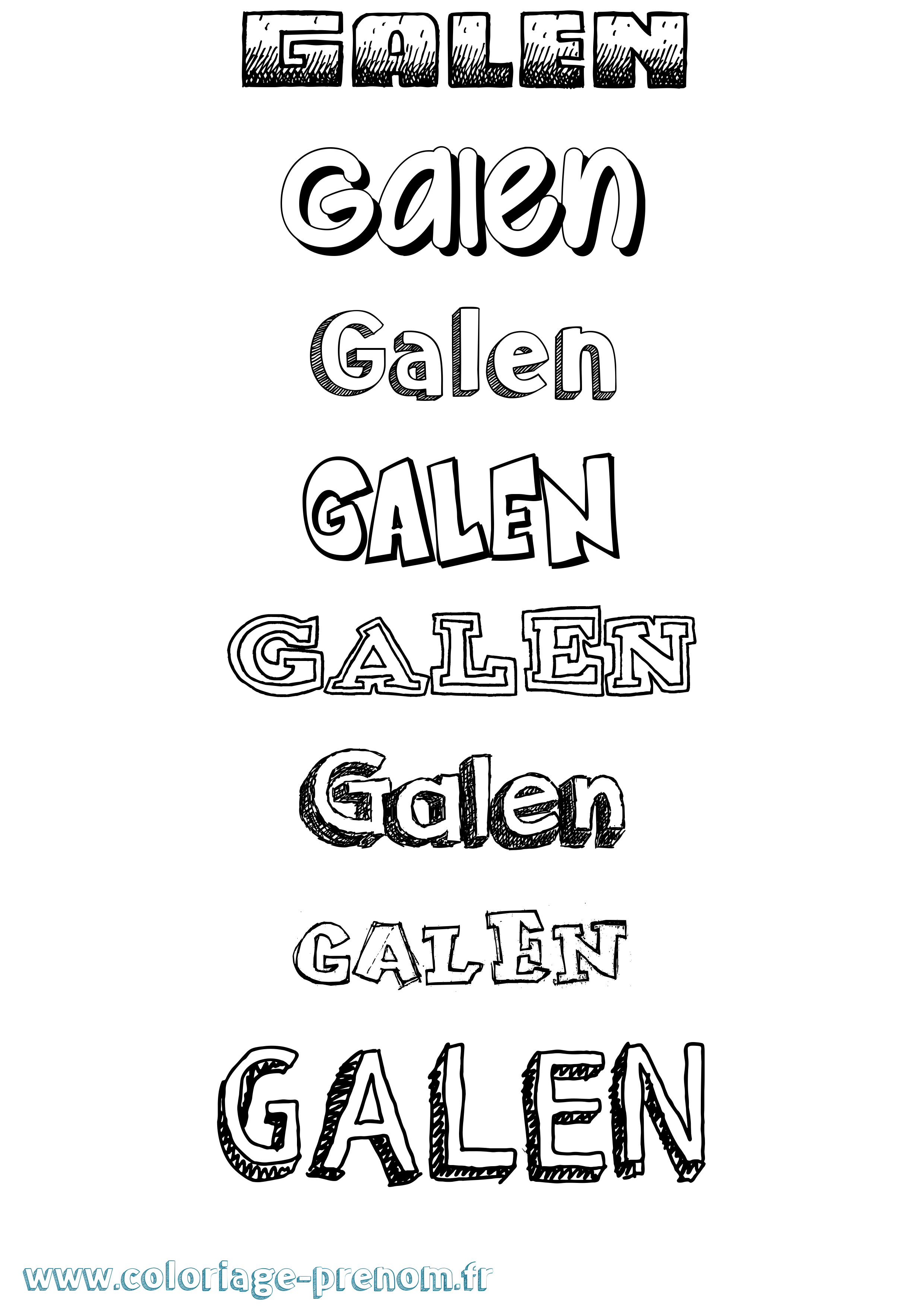 Coloriage prénom Galen Dessiné