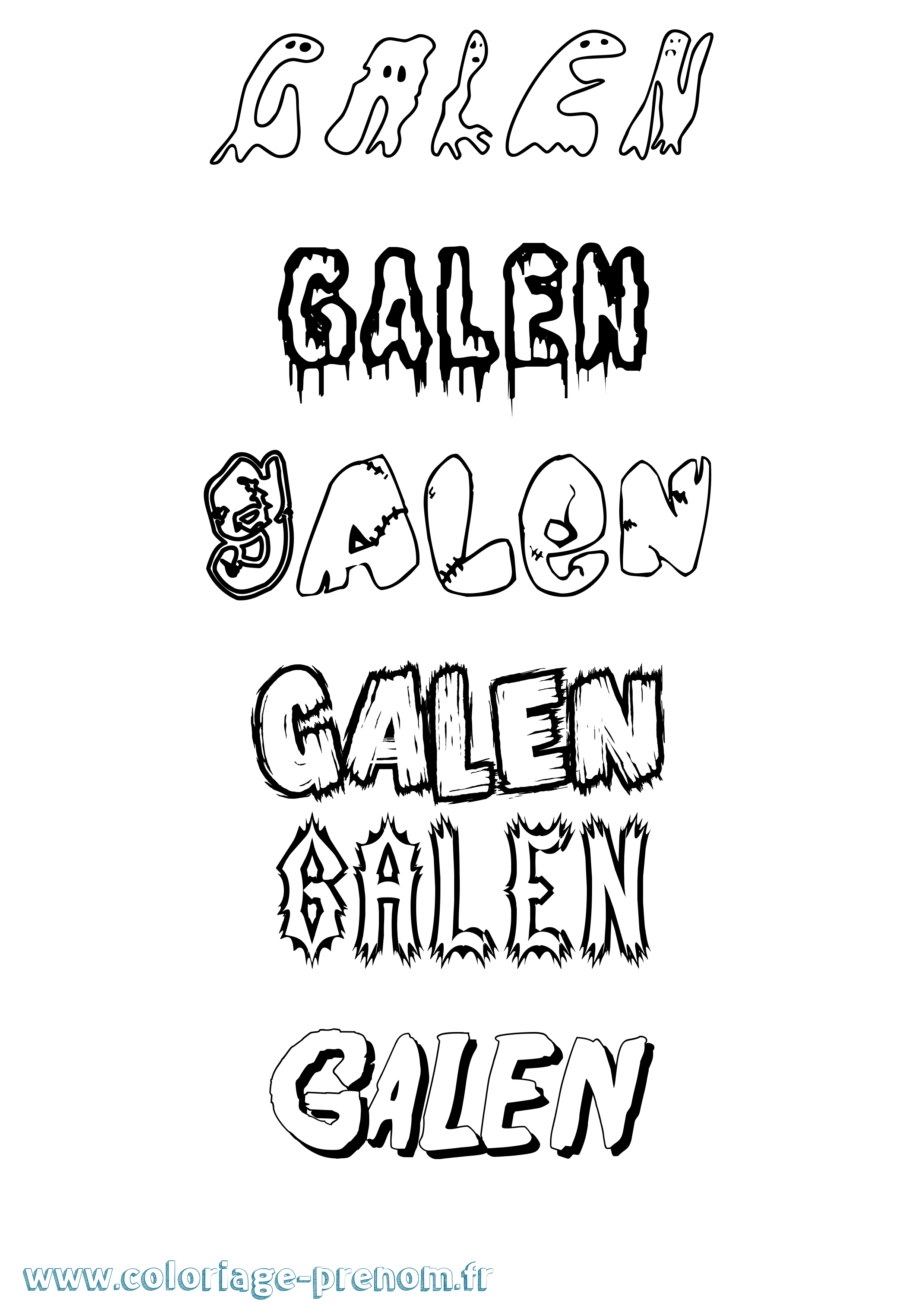 Coloriage prénom Galen Frisson