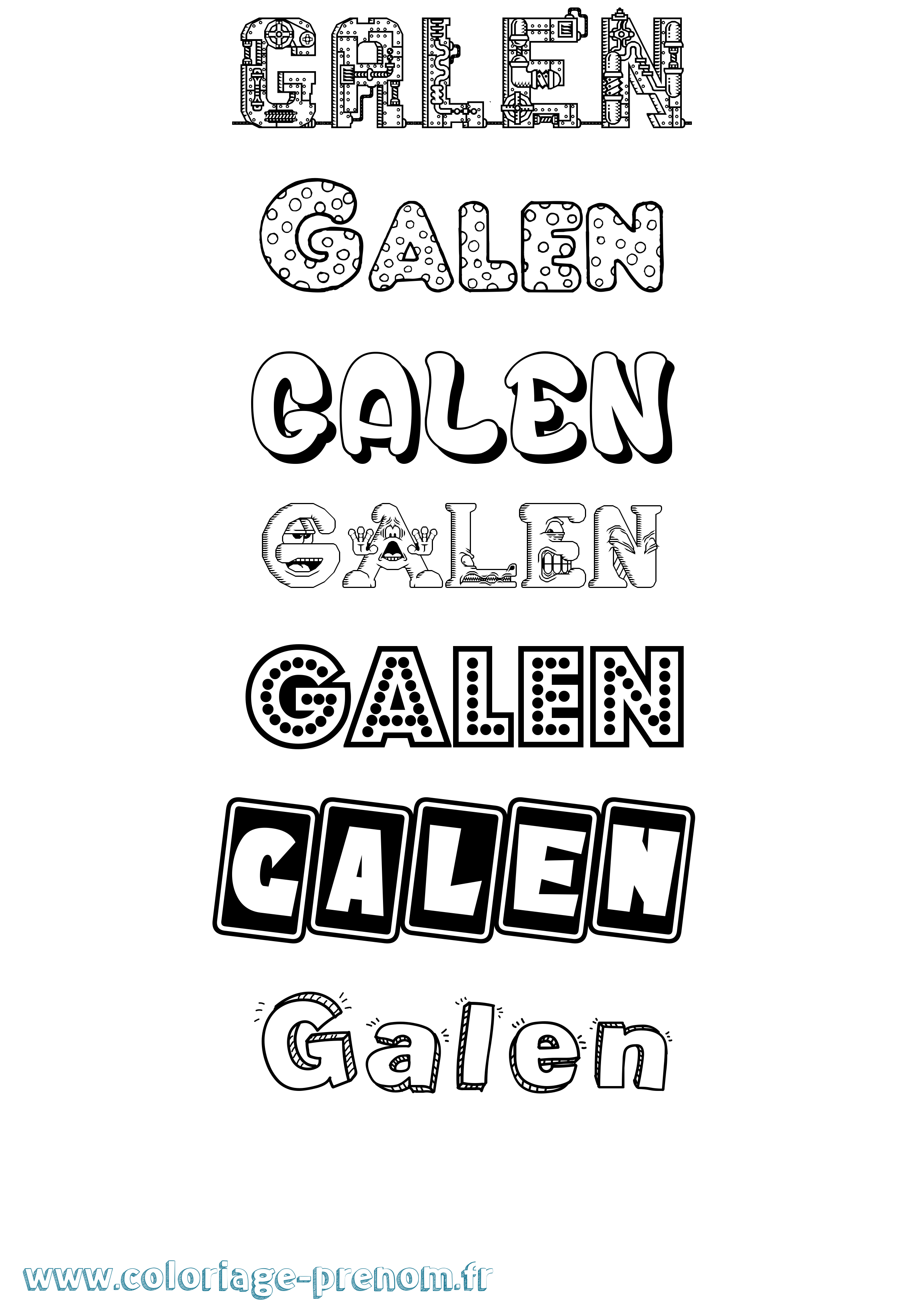 Coloriage prénom Galen Fun