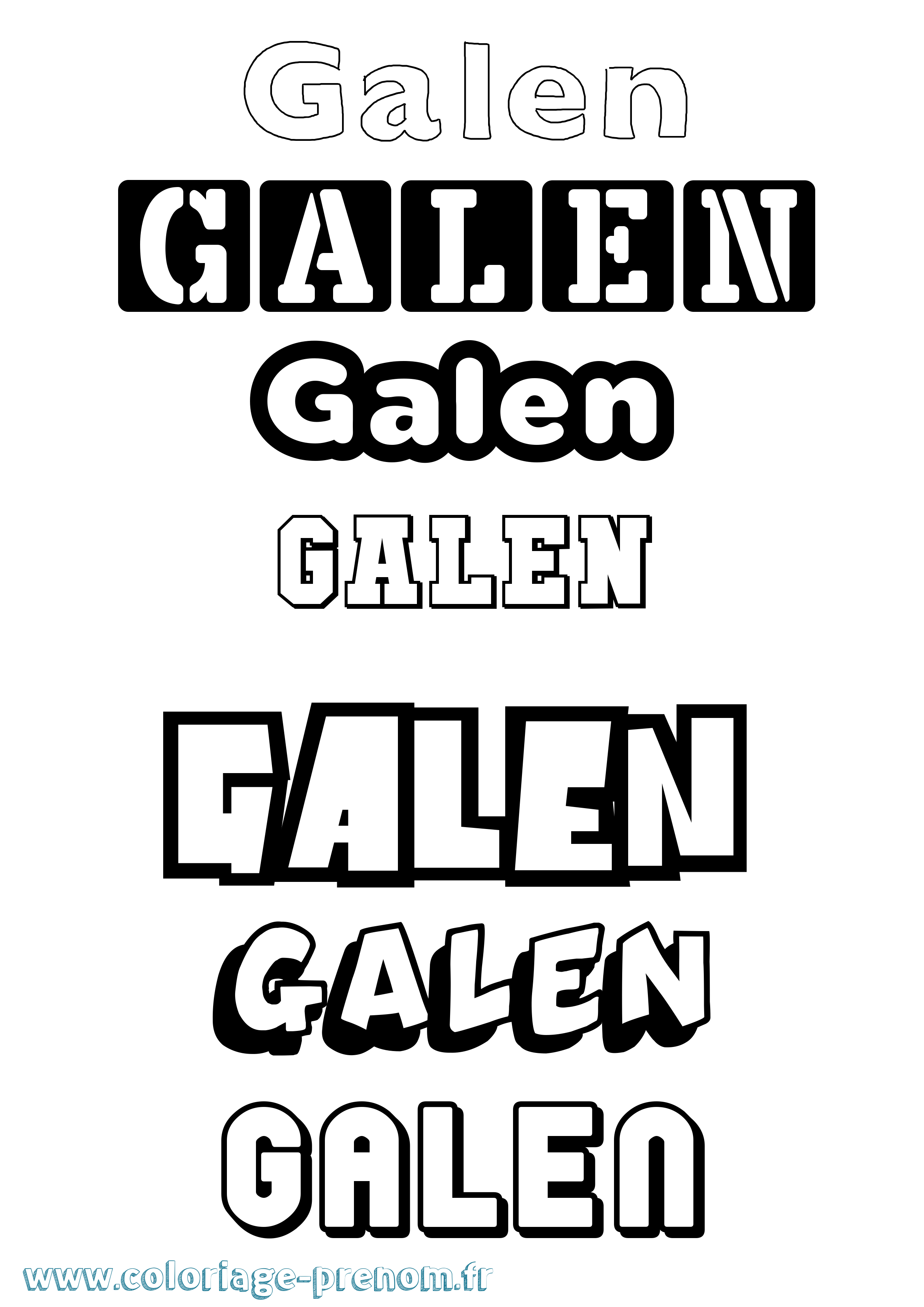 Coloriage prénom Galen Simple