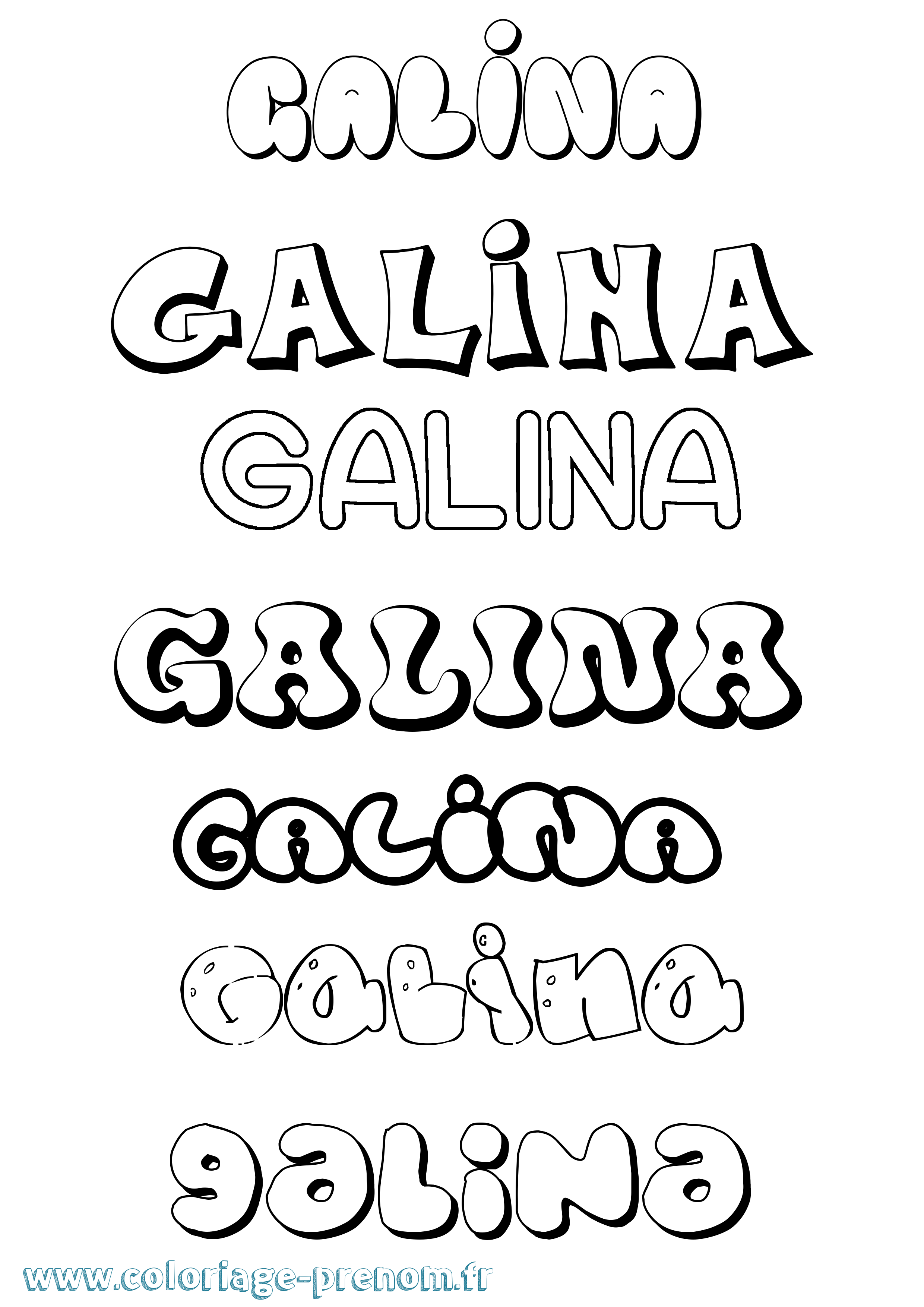 Coloriage Galina Bubble Coloriage prénom Galina Bubble