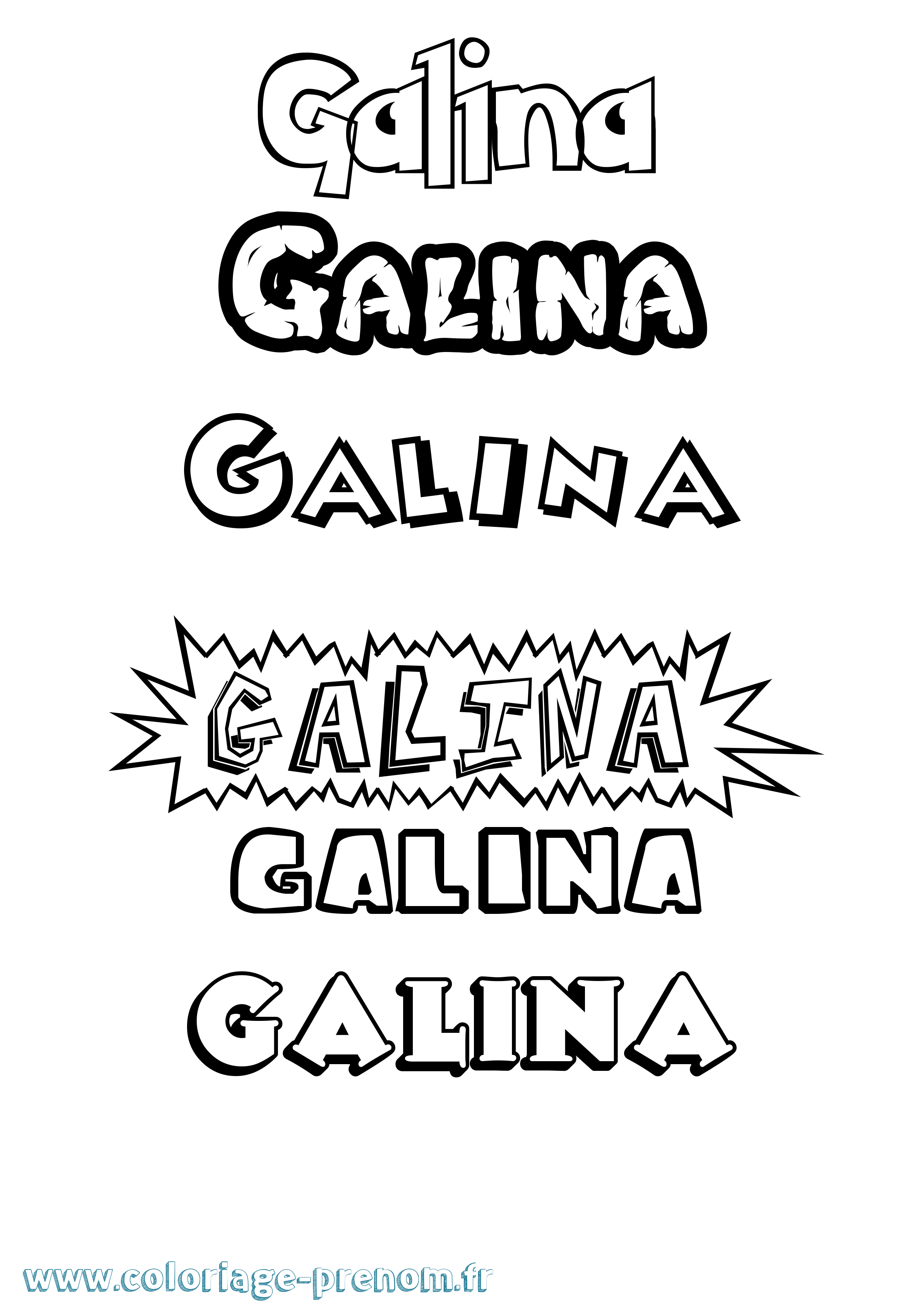 Coloriage Galina Dessin Animé Coloriage prénom Galina Dessin Animé