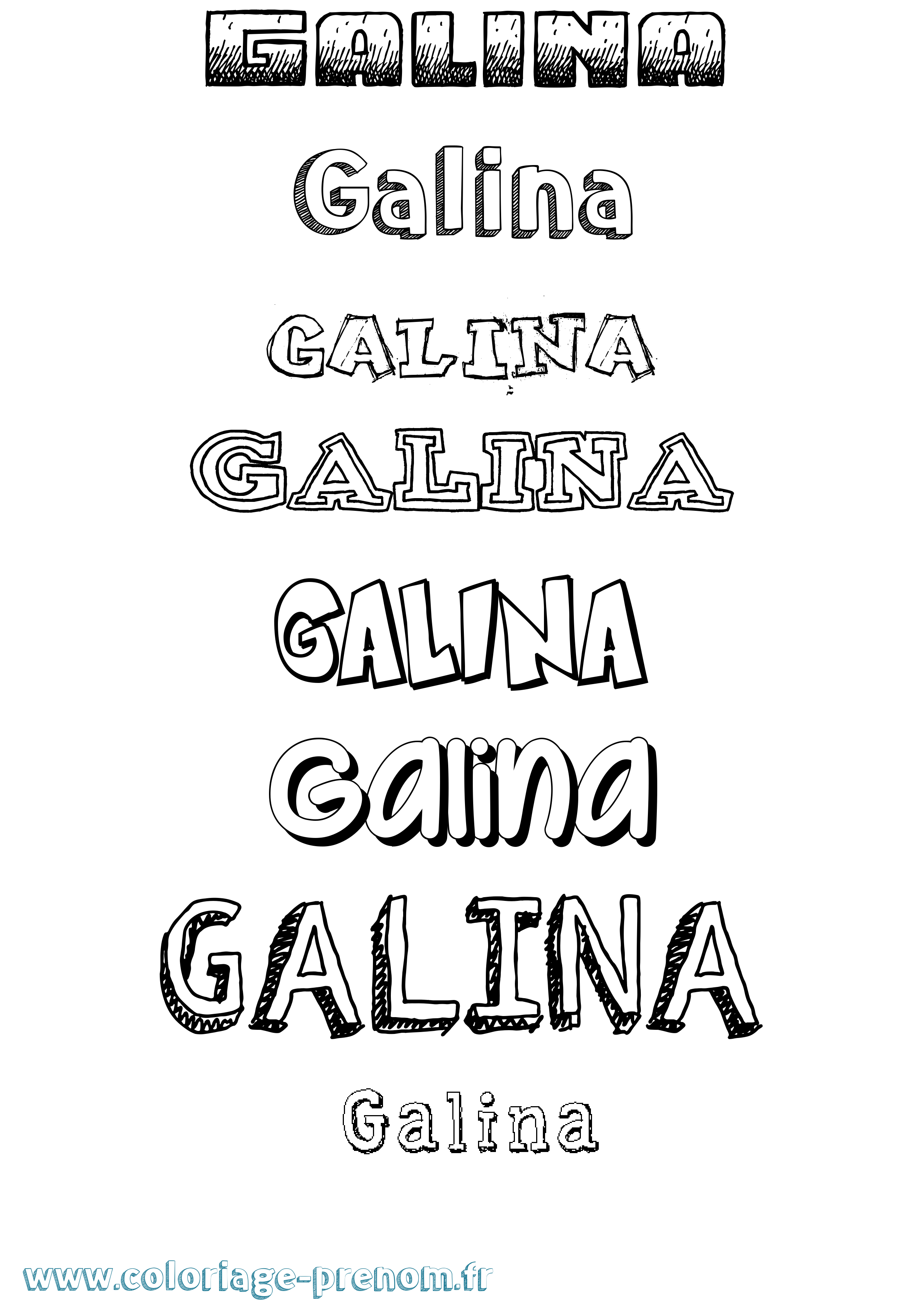 Coloriage prénom Galina Dessiné
