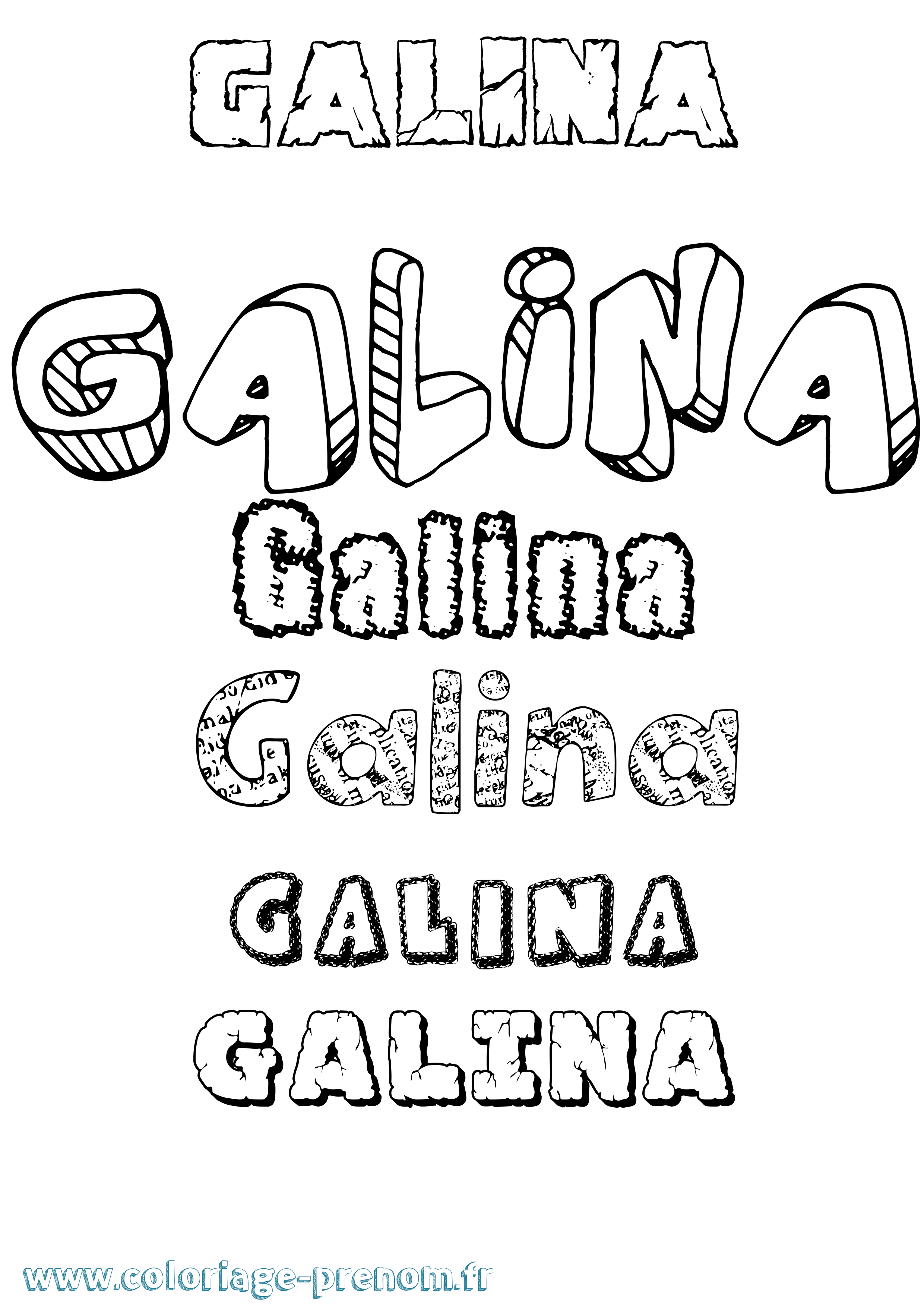 Coloriage Galina Destructuré Coloriage prénom Galina Destructuré