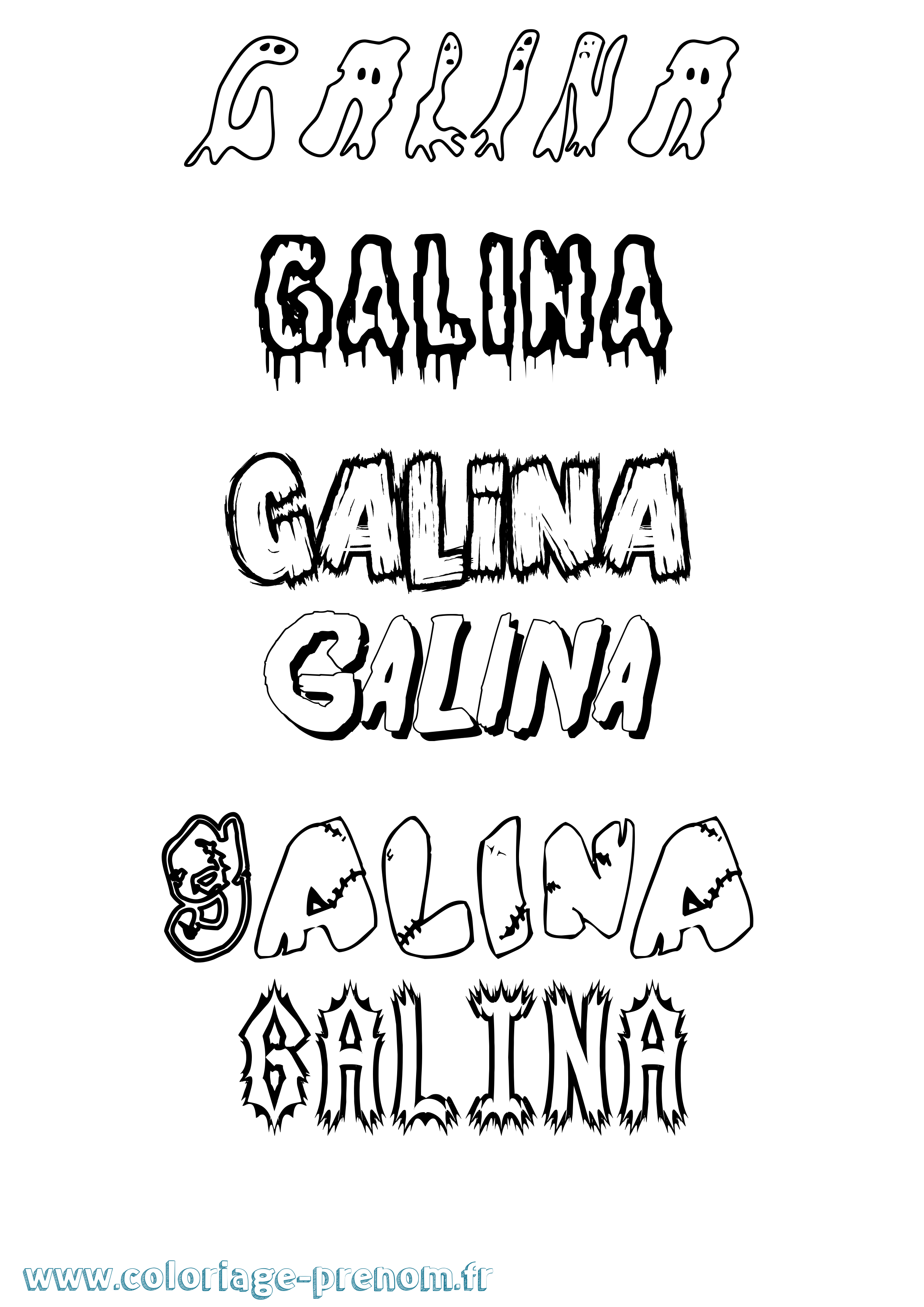 Coloriage Galina Frisson Coloriage prénom Galina Frisson