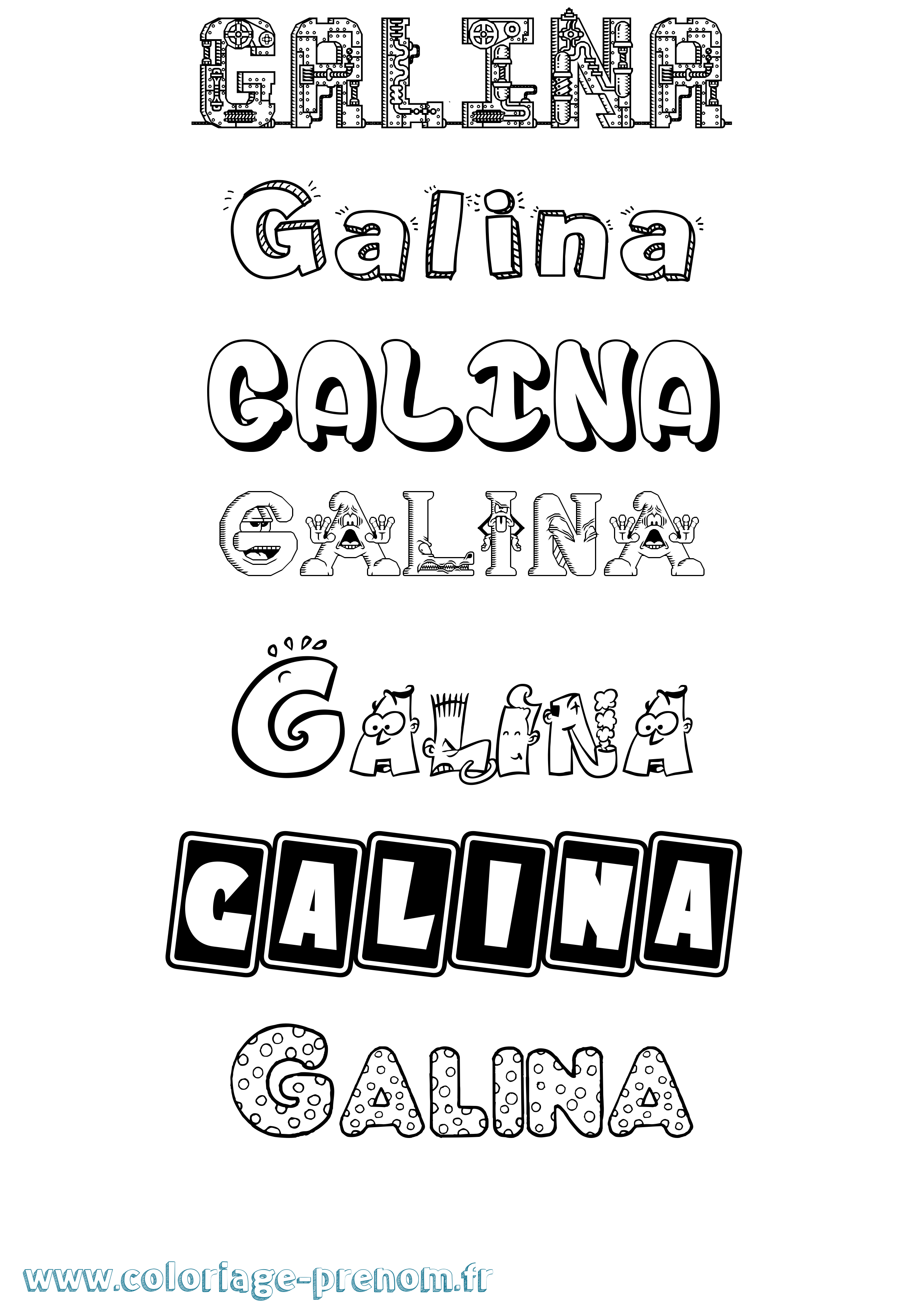 Coloriage Galina Fun Coloriage prénom Galina Fun