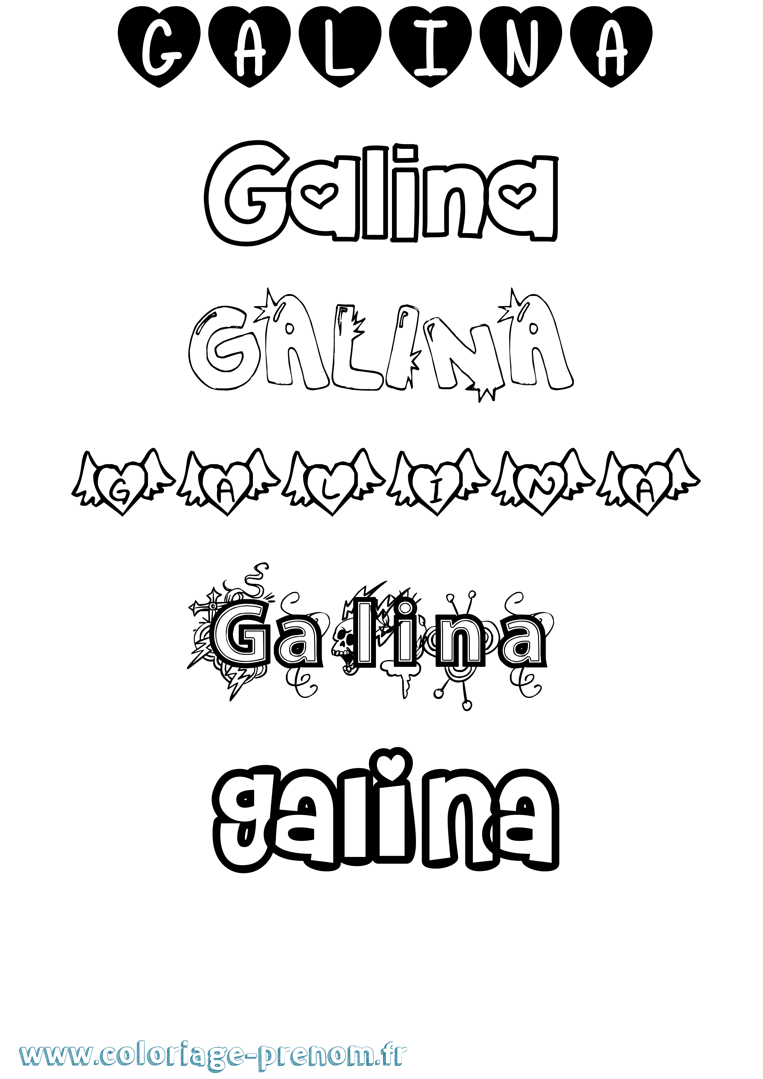 Coloriage Galina Girly Coloriage prénom Galina Girly