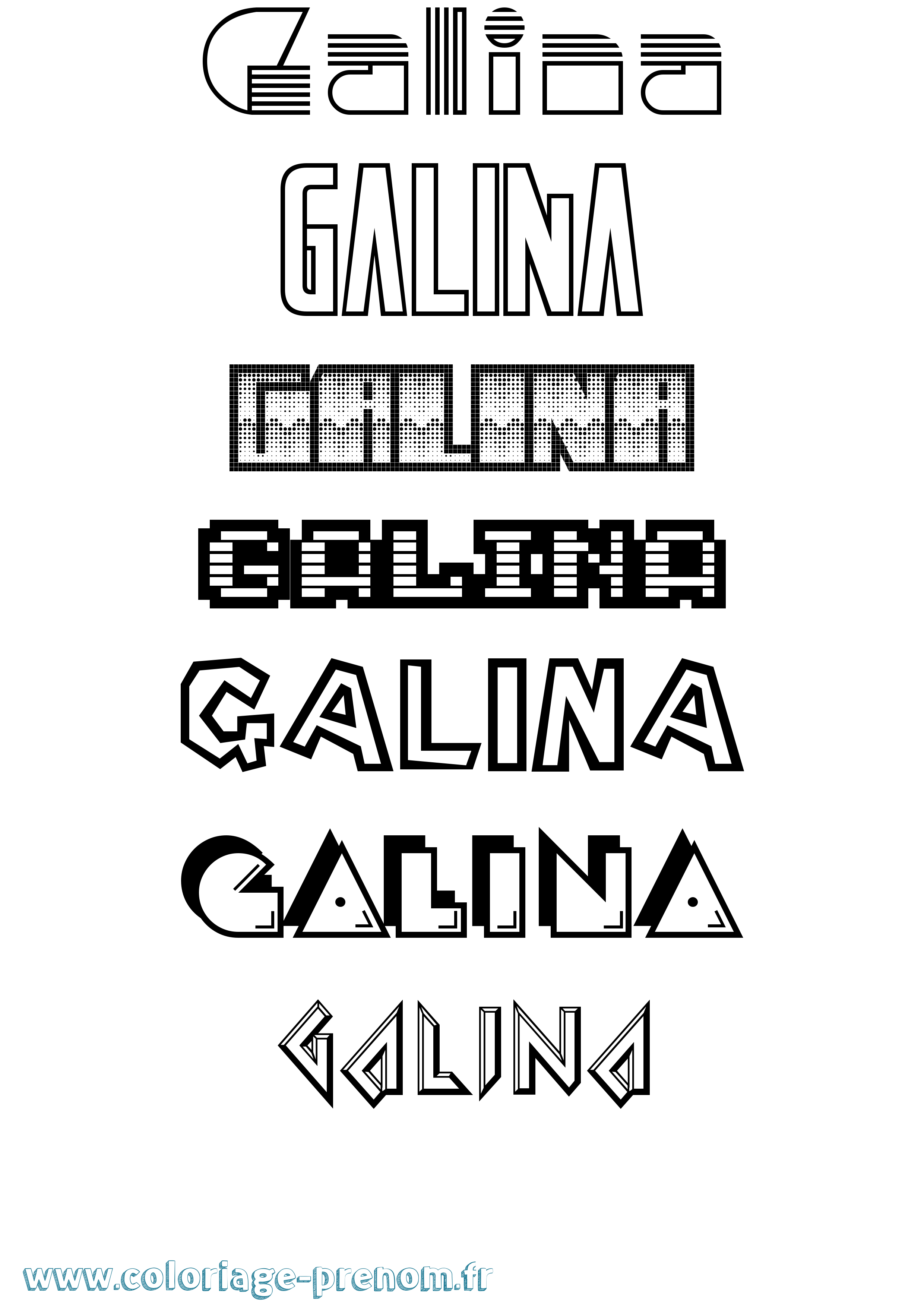 Coloriage prénom Galina Jeux Vidéos
