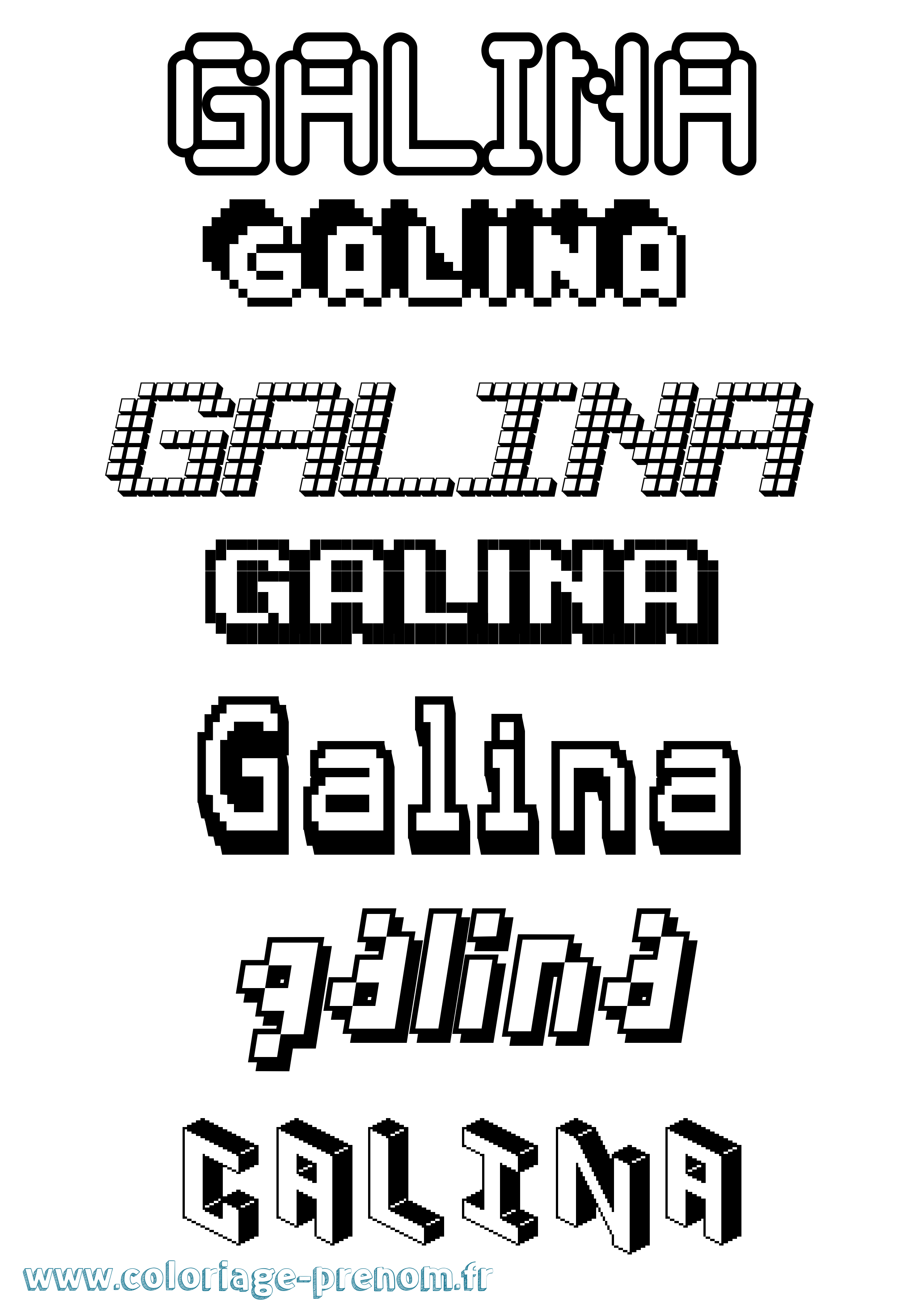 Coloriage Galina Pixel Coloriage prénom Galina Pixel