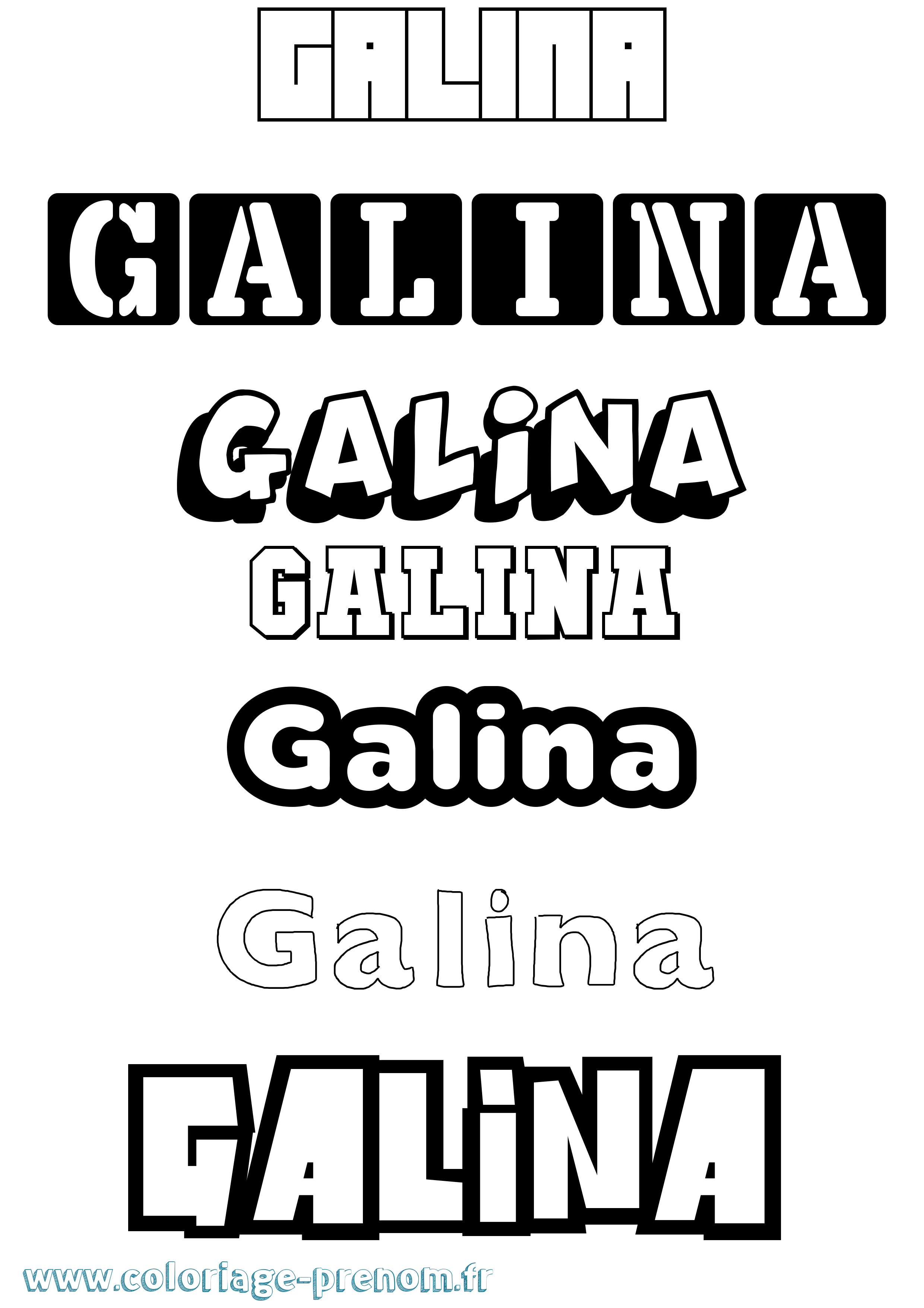 Coloriage Galina Simple Coloriage prénom Galina Simple