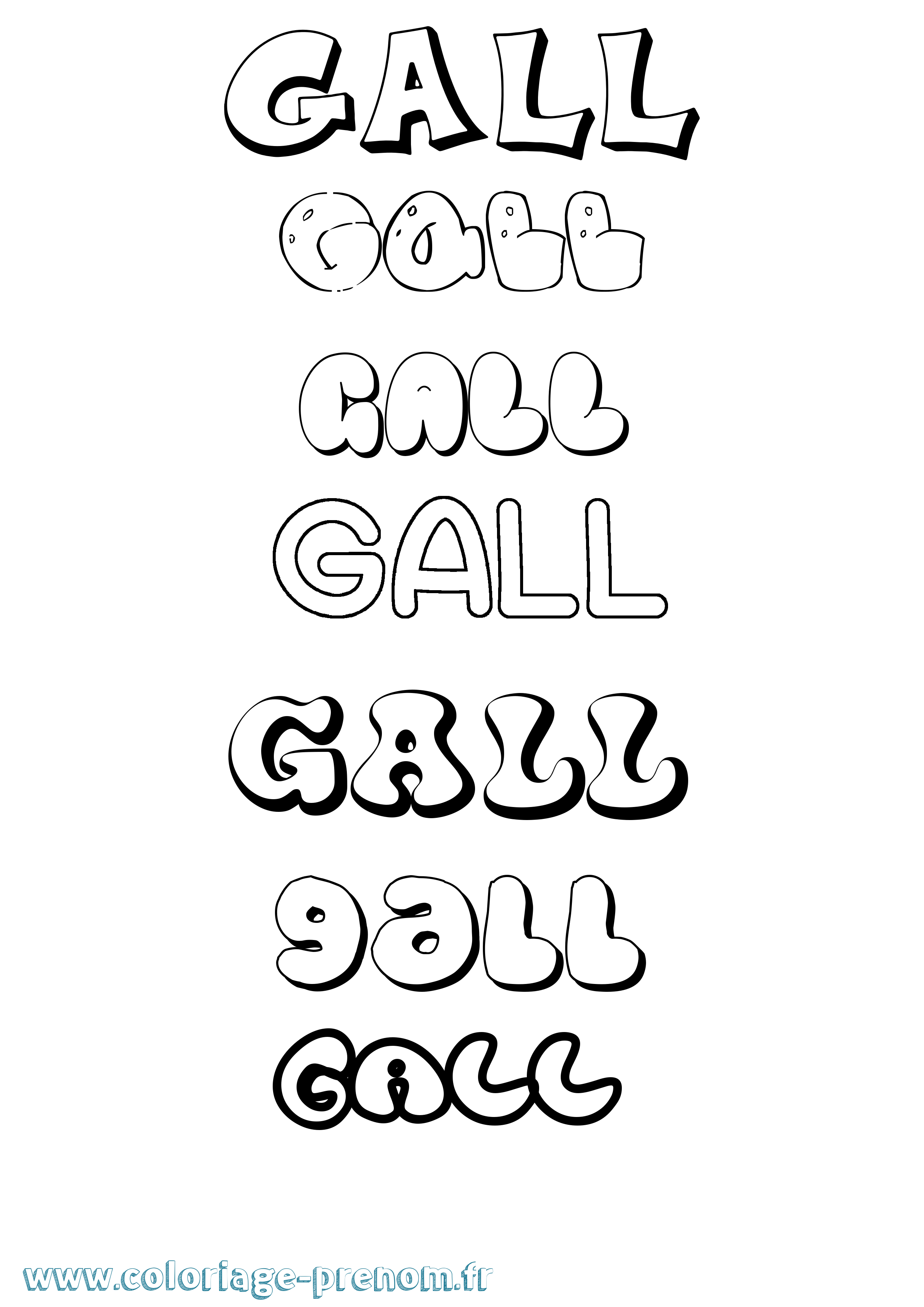 Coloriage prénom Gall Bubble