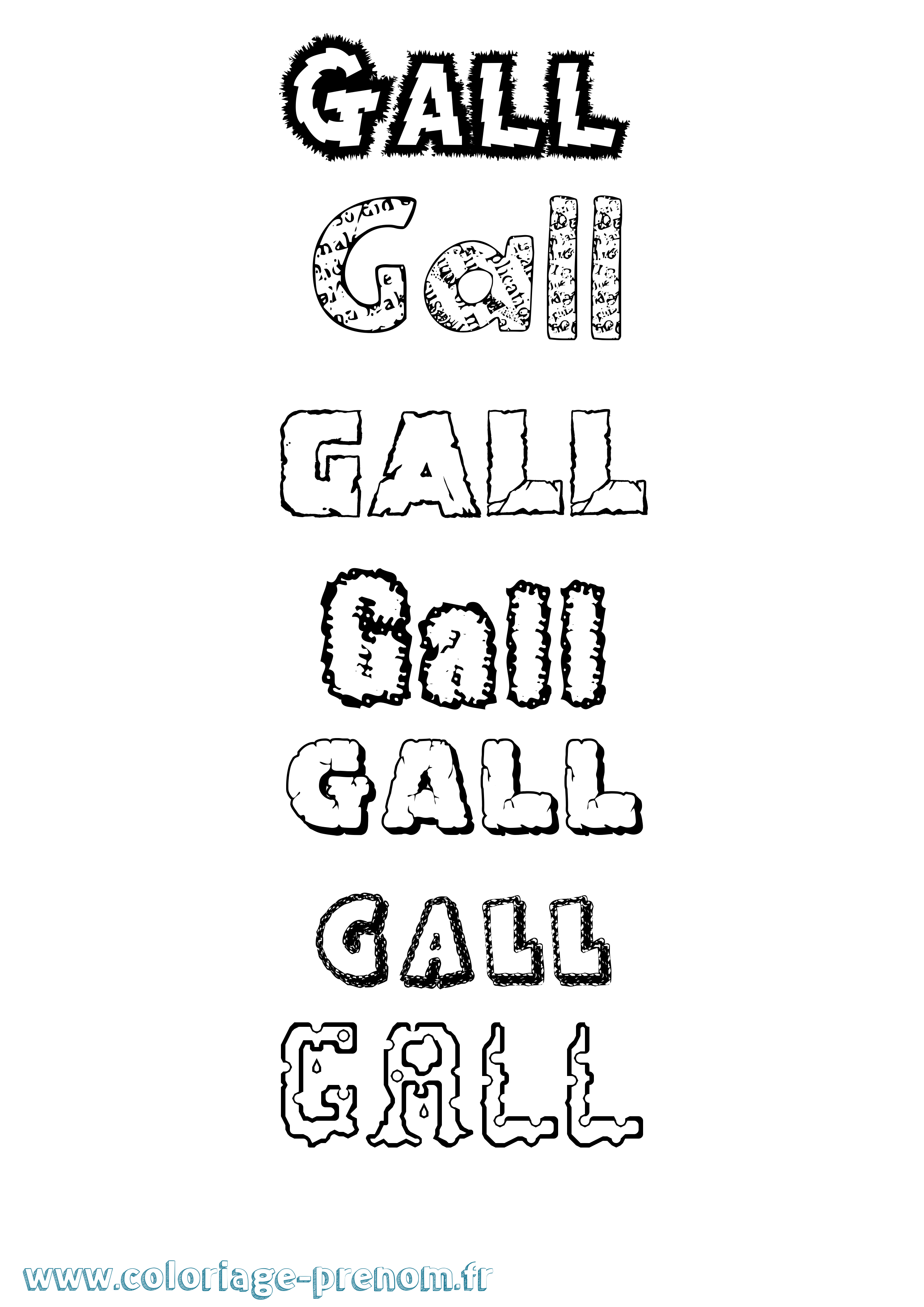 Coloriage prénom Gall Destructuré