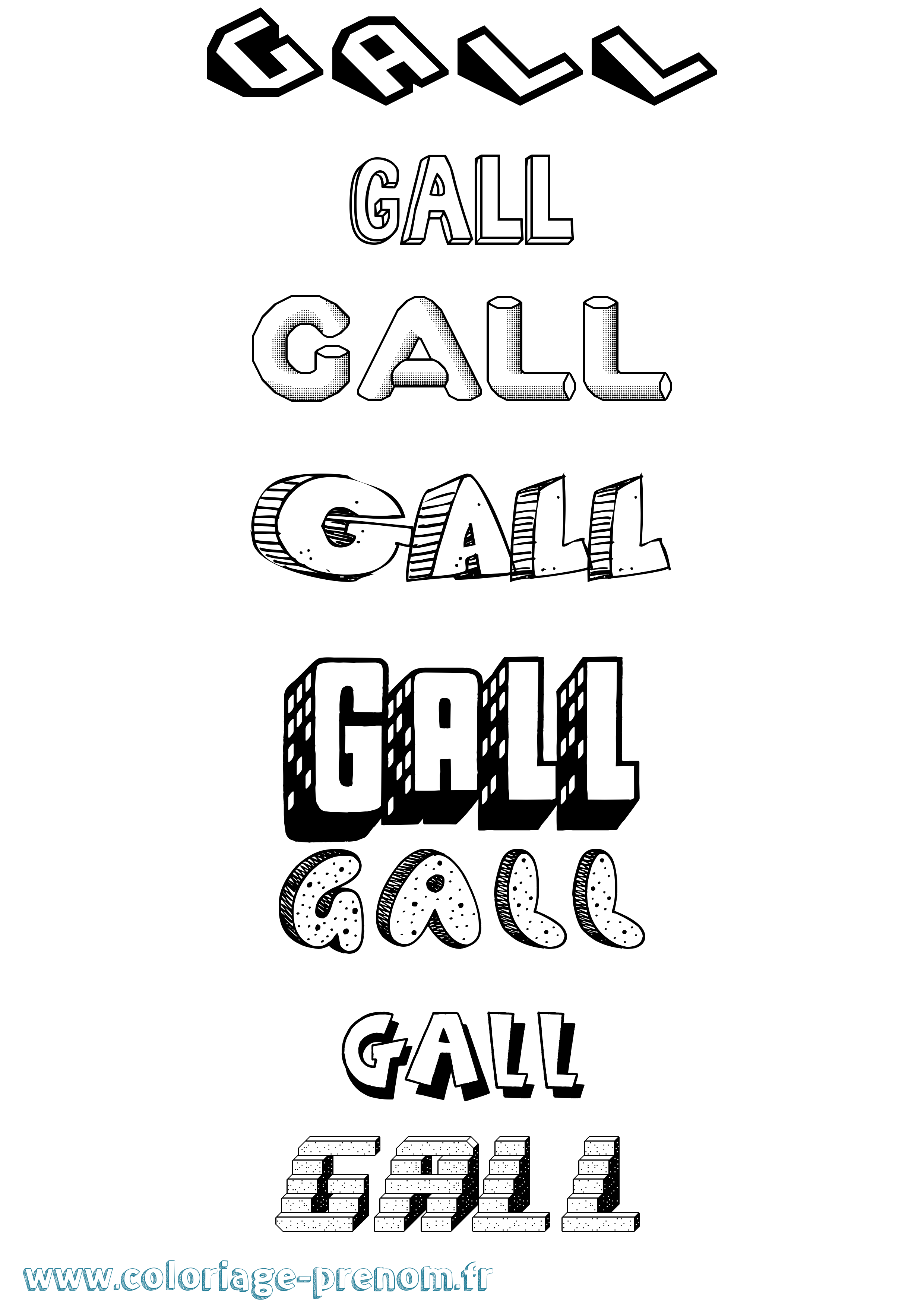 Coloriage prénom Gall Effet 3D