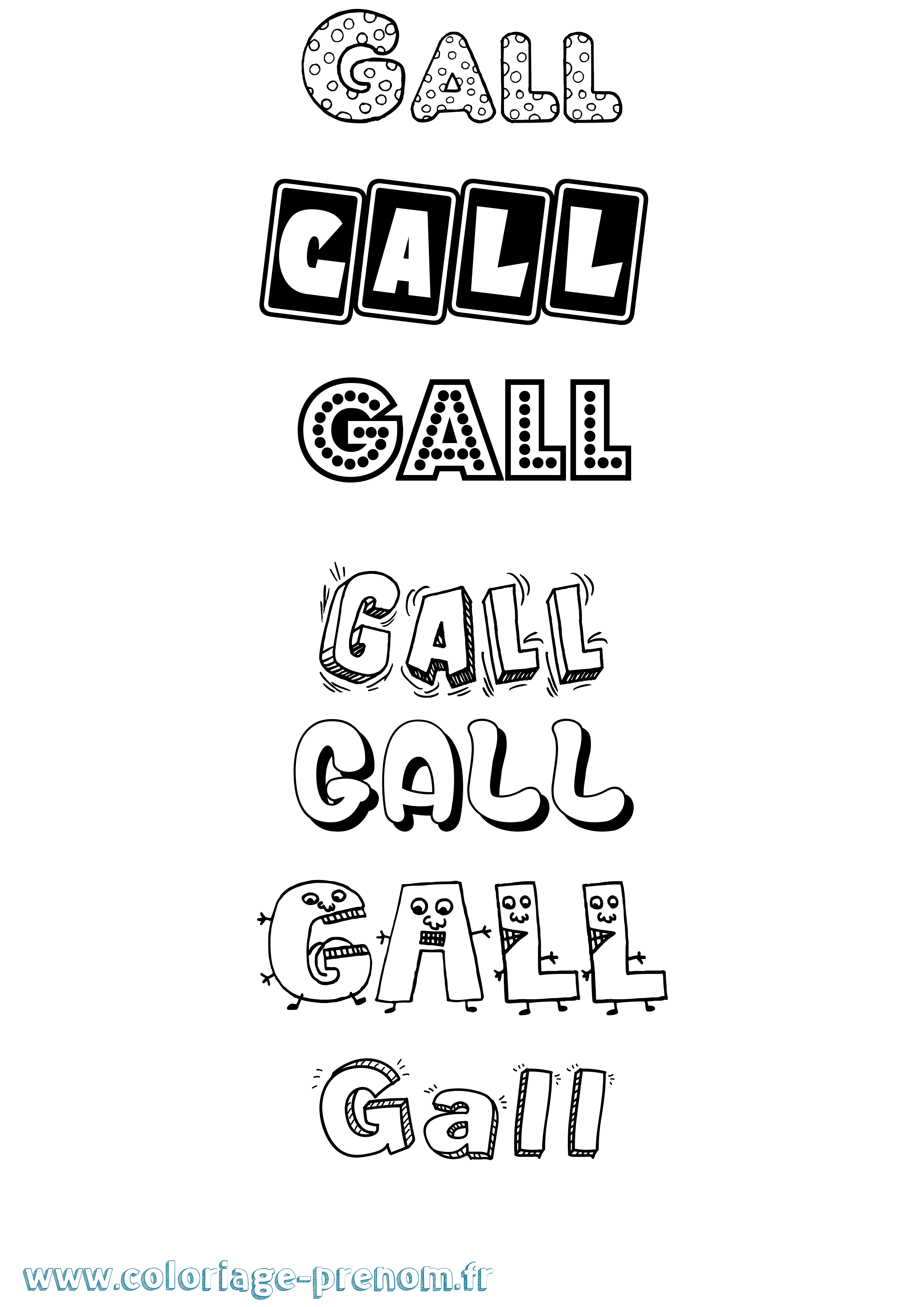 Coloriage prénom Gall Fun