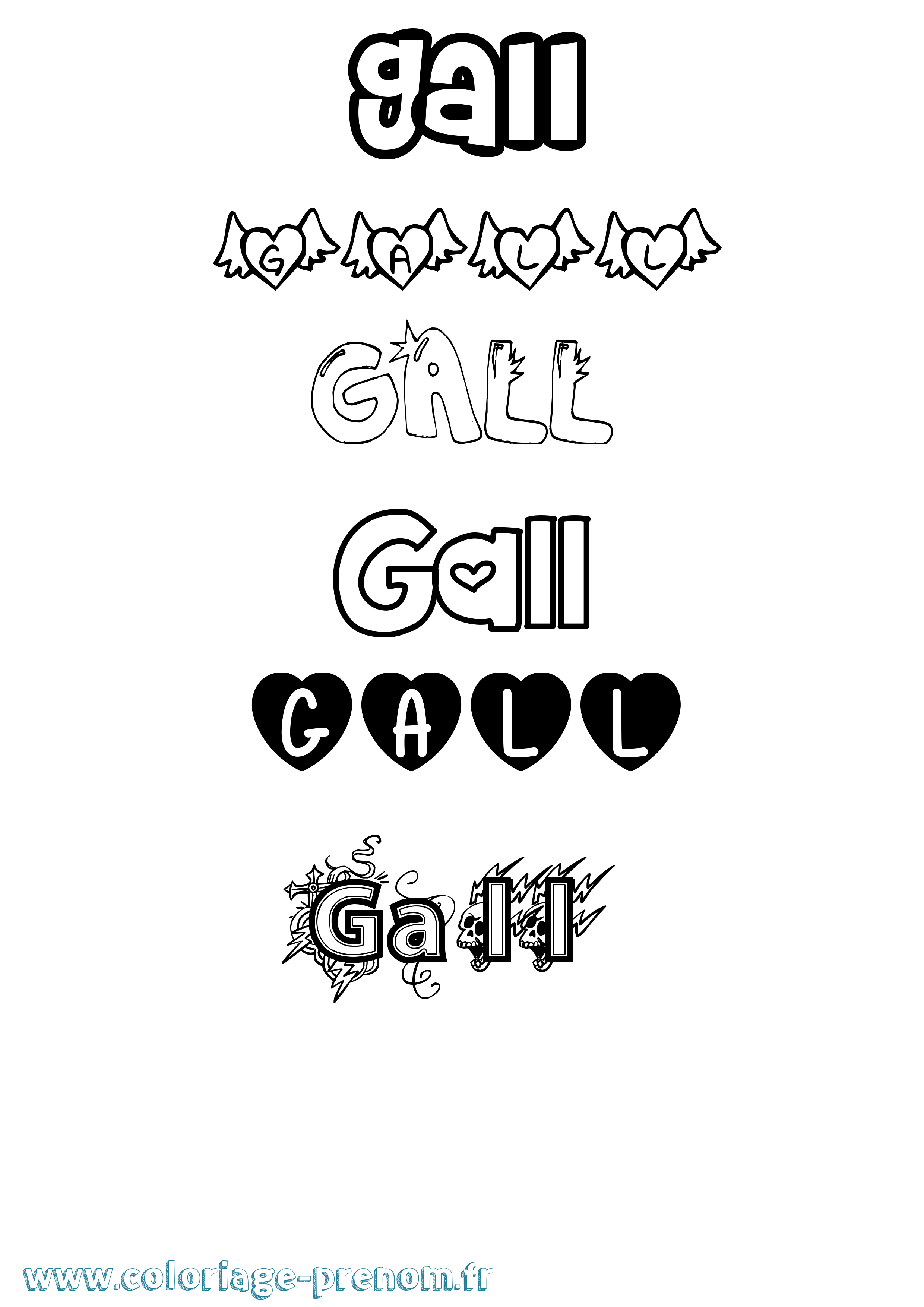 Coloriage prénom Gall Girly