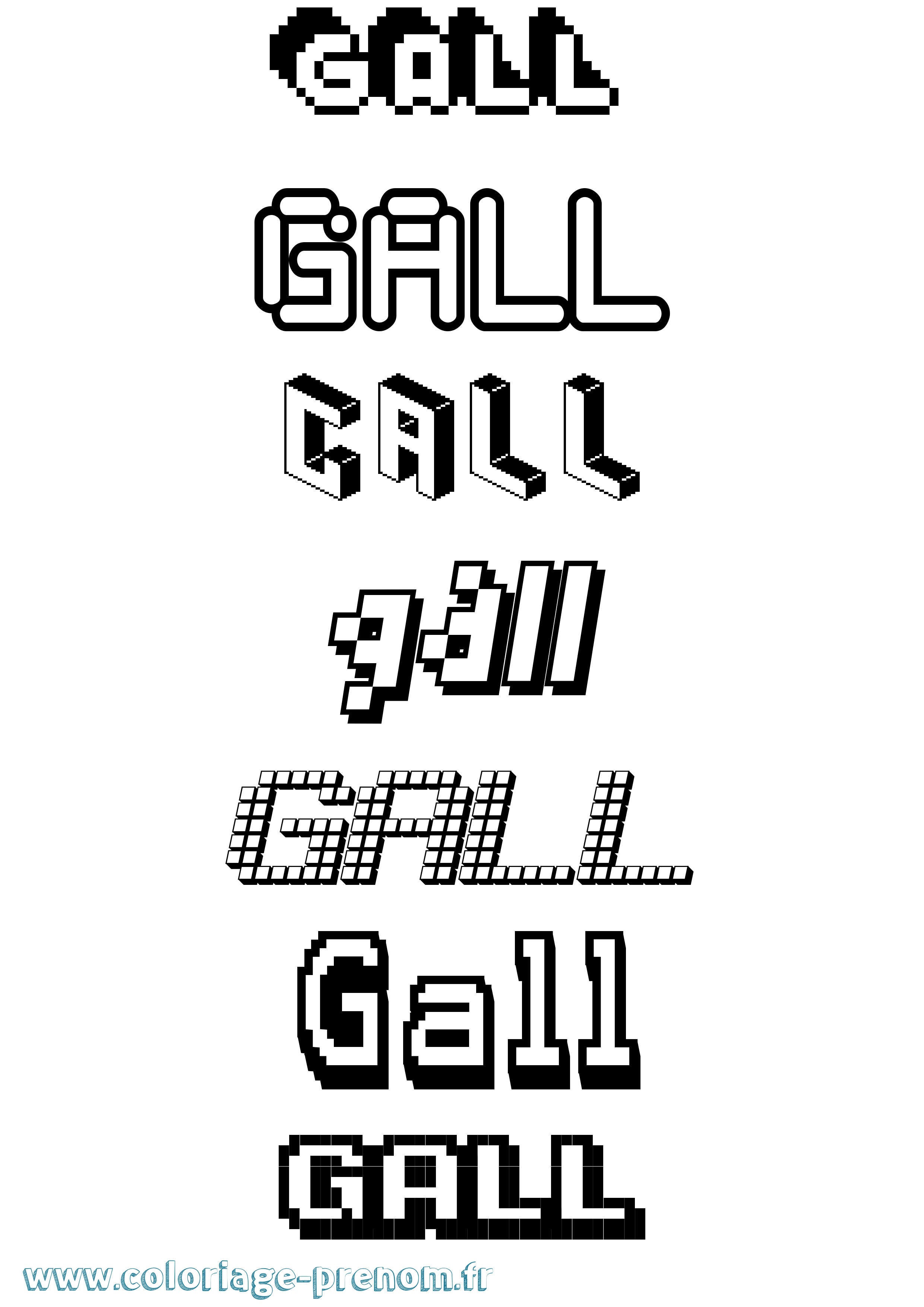 Coloriage prénom Gall Pixel