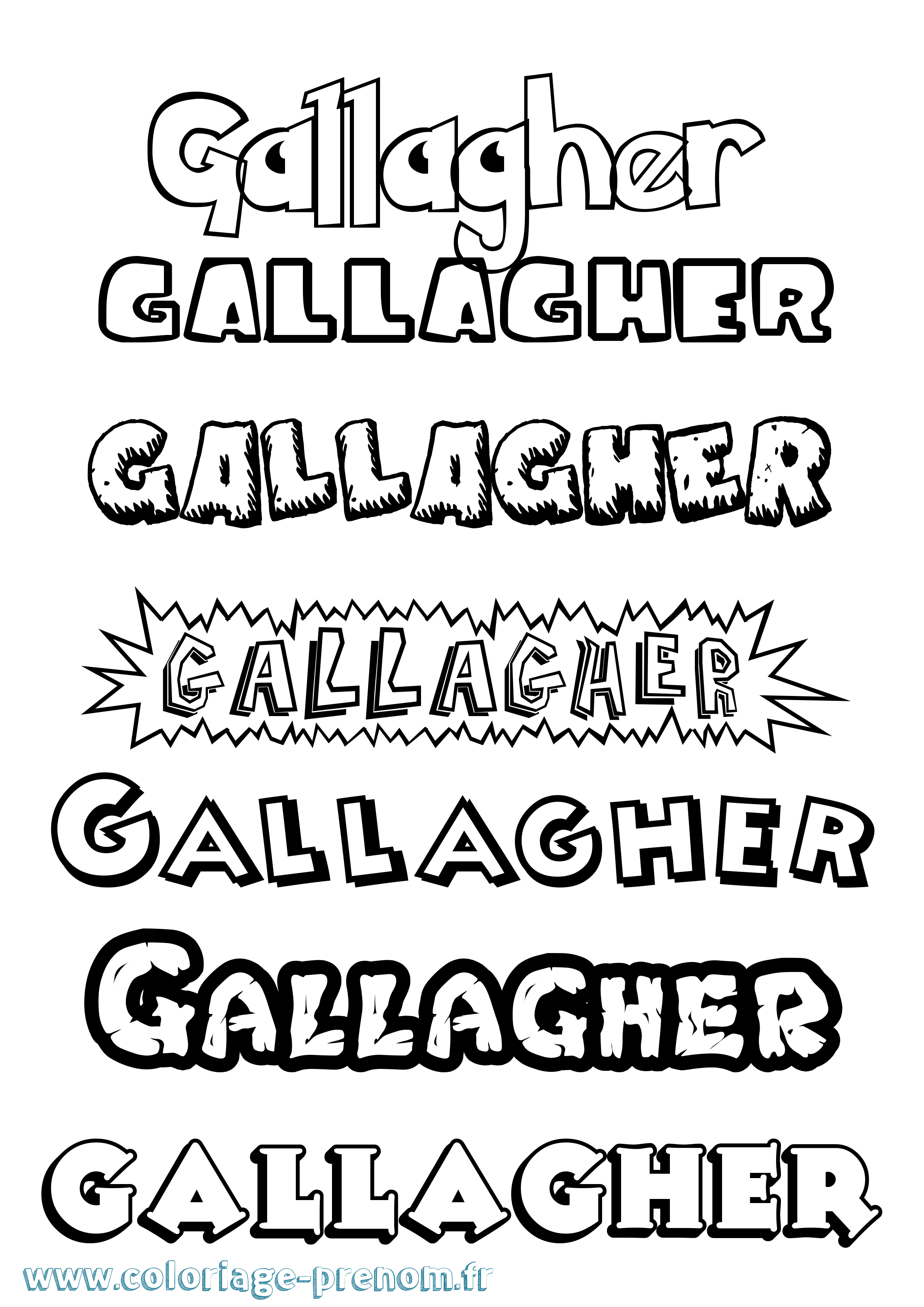 Coloriage prénom Gallagher Dessin Animé