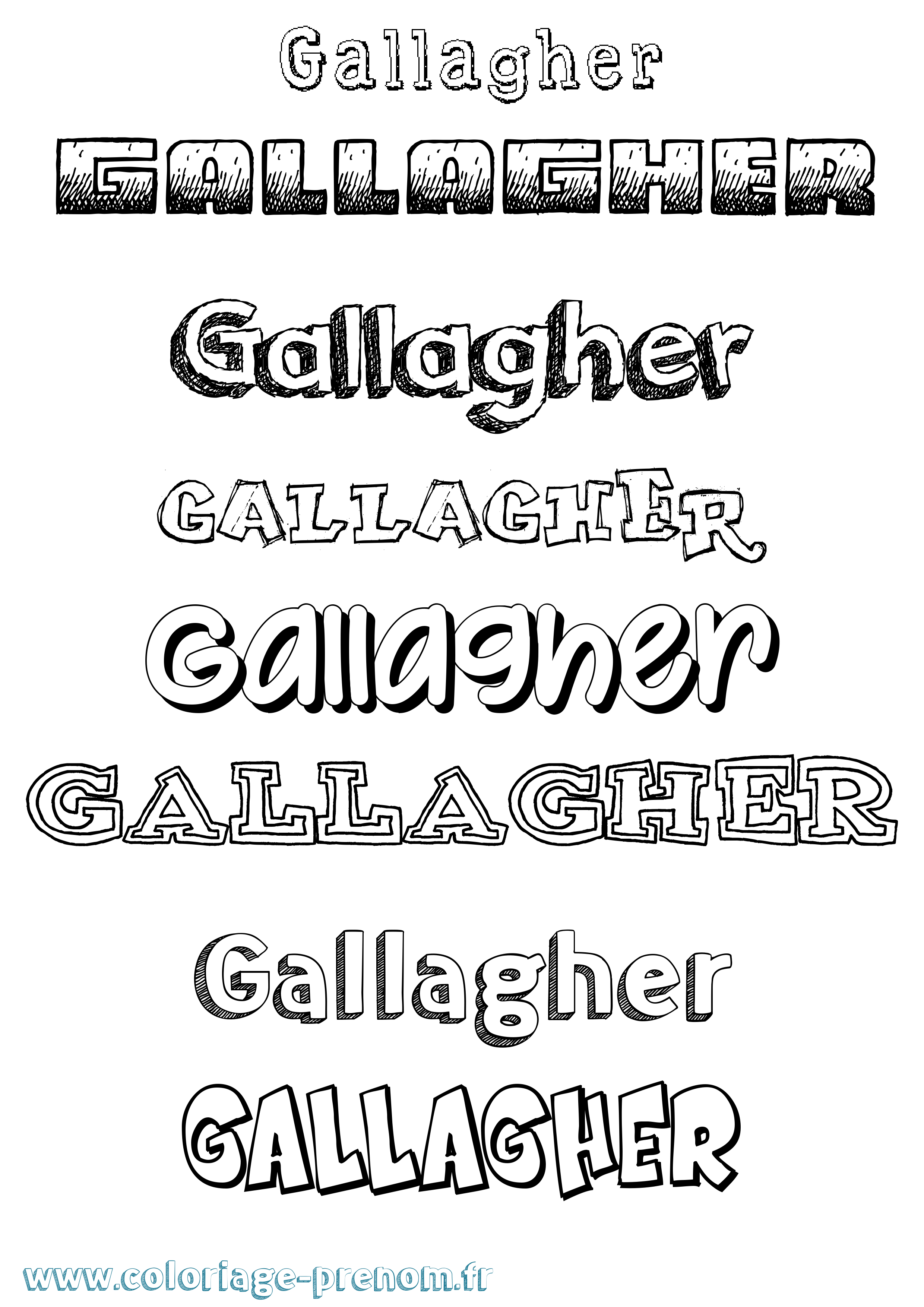 Coloriage prénom Gallagher Dessiné