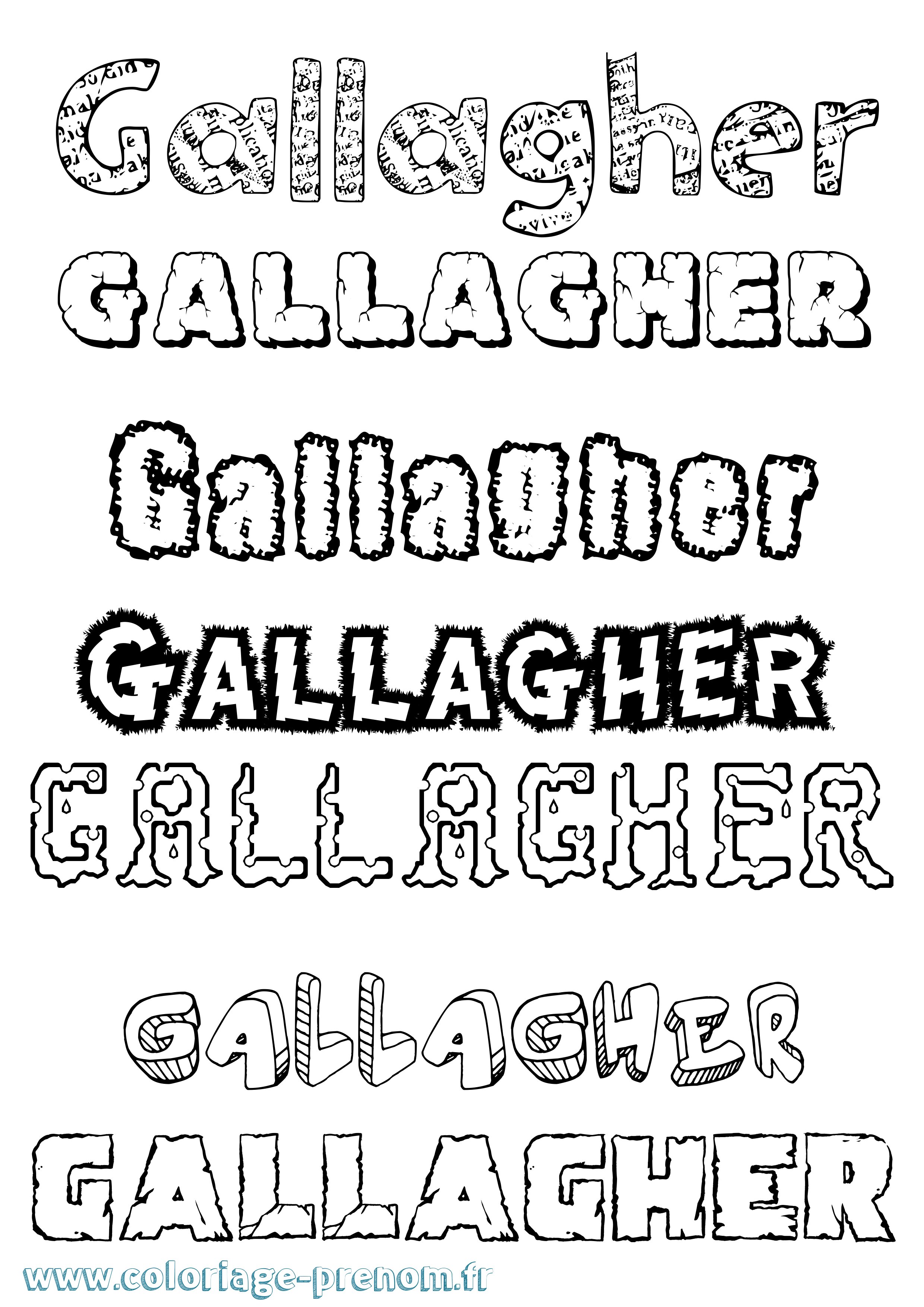 Coloriage prénom Gallagher Destructuré