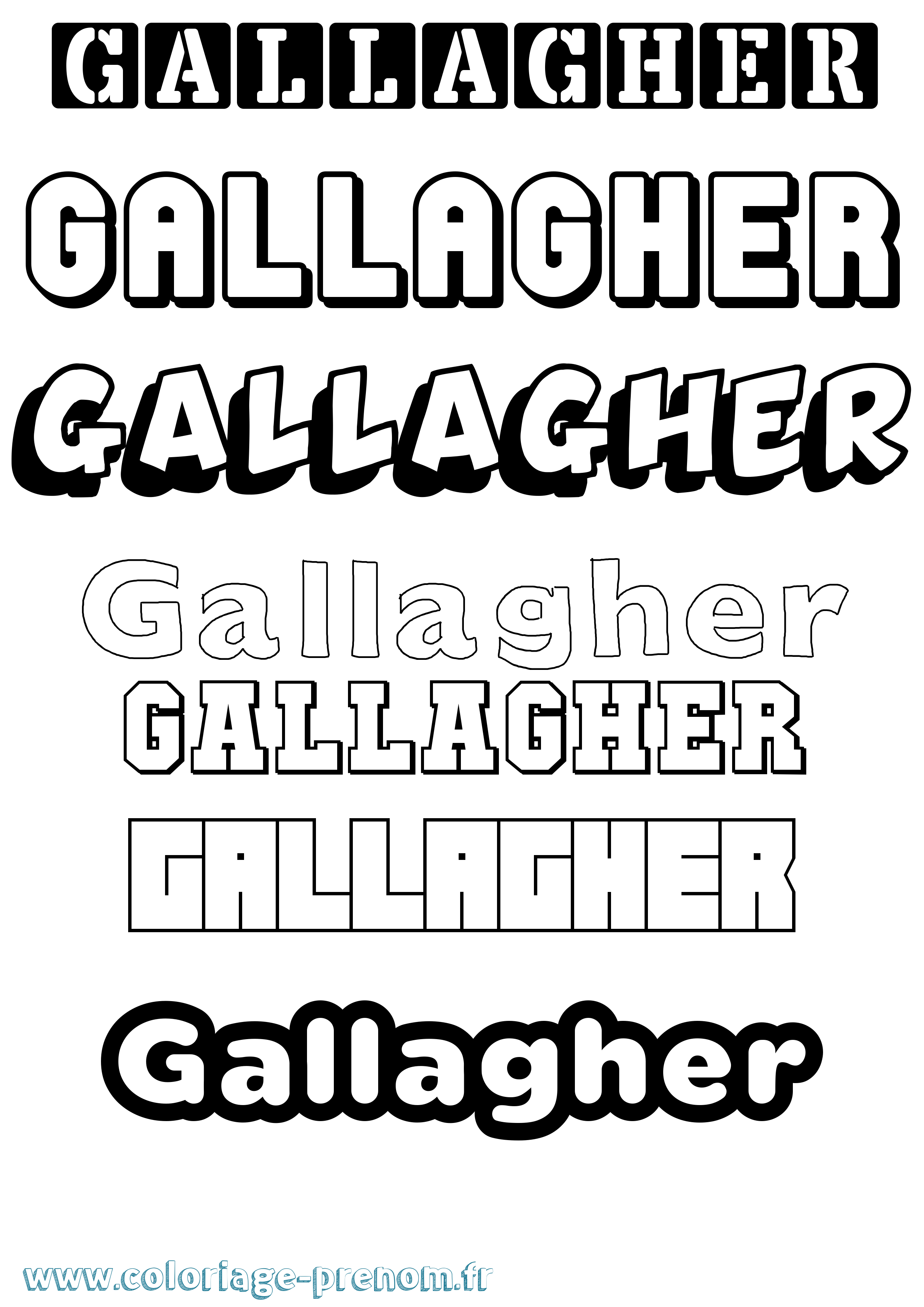 Coloriage prénom Gallagher Simple