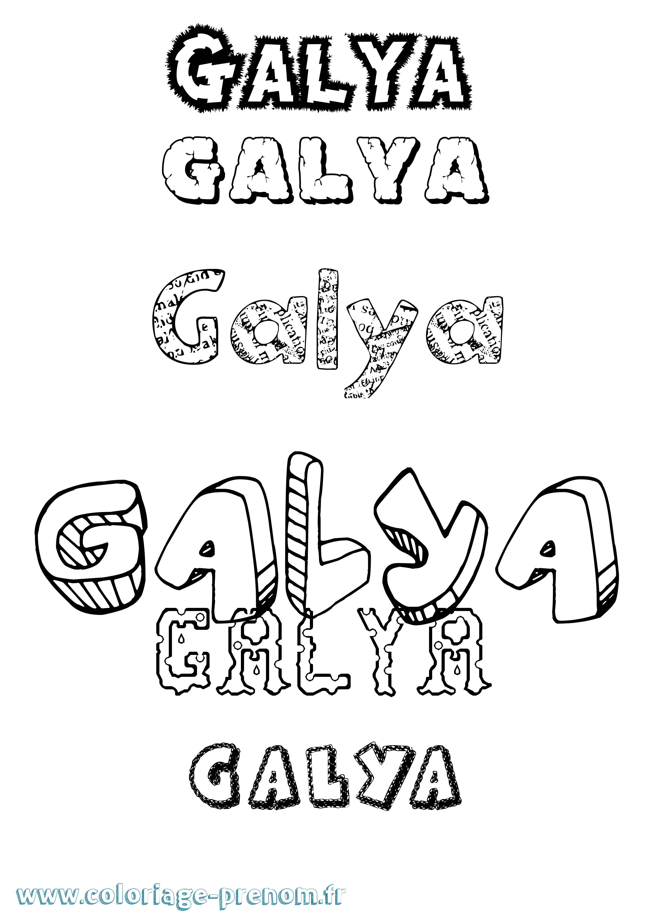 Coloriage prénom Galya Destructuré