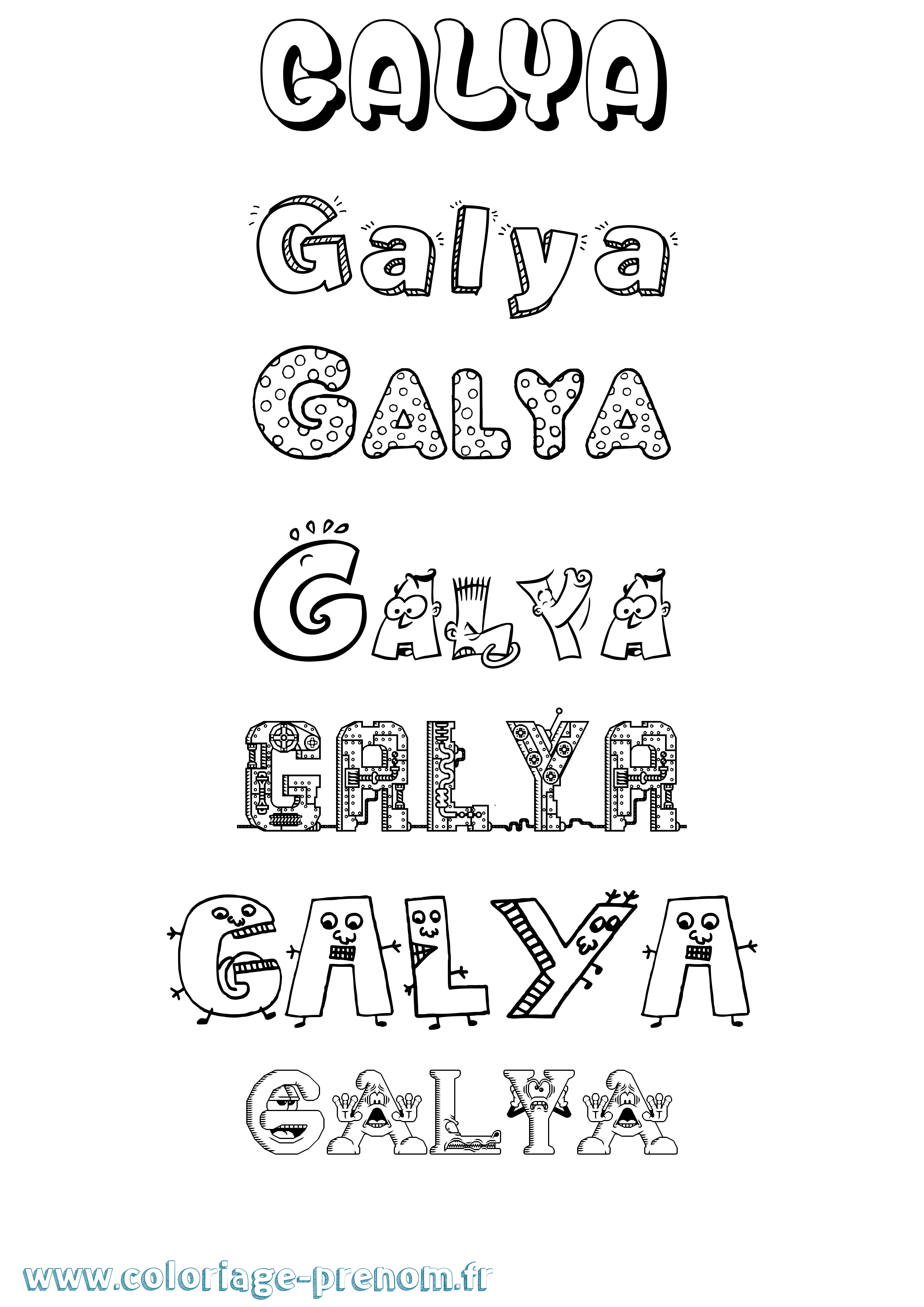 Coloriage prénom Galya Fun