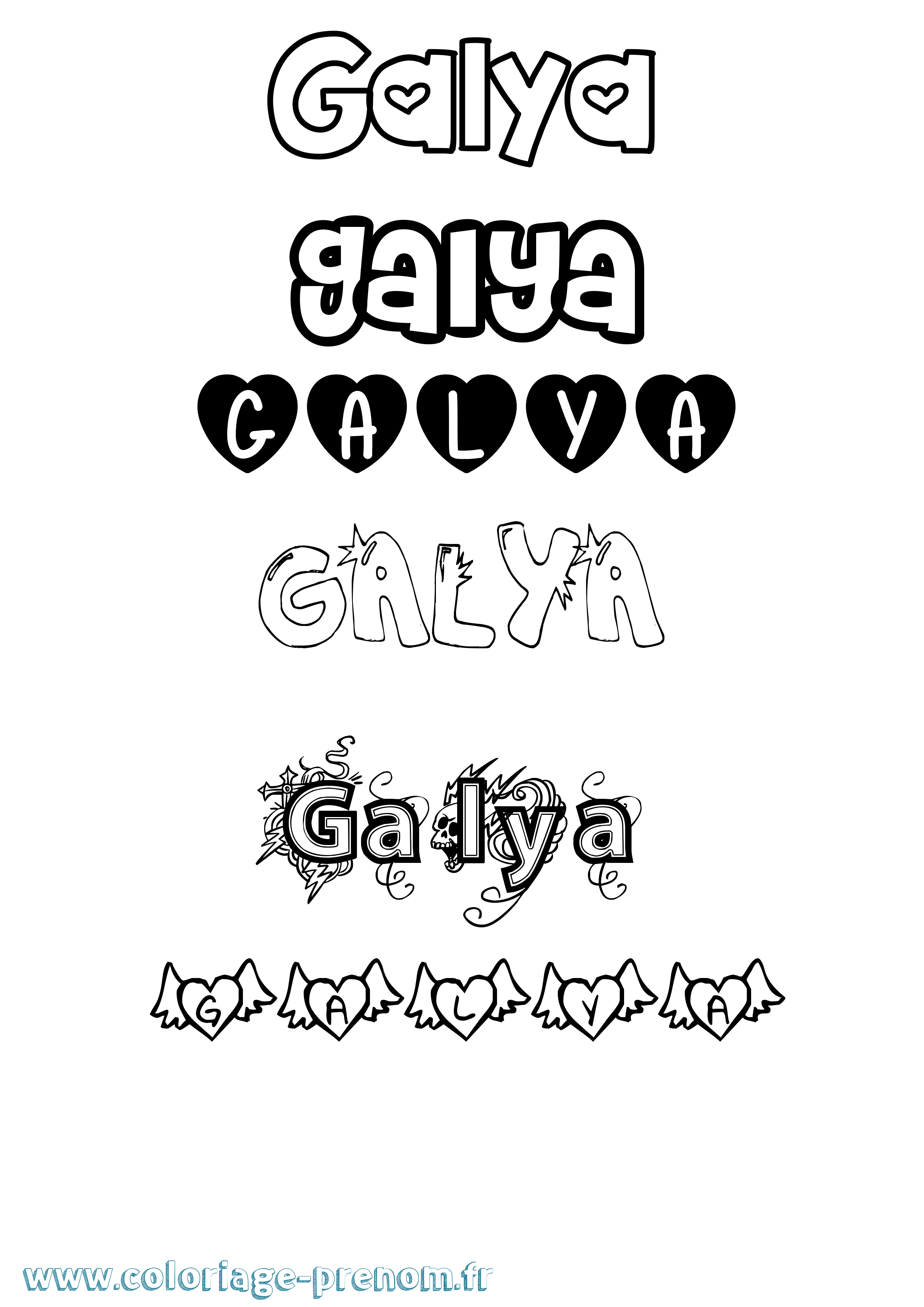 Coloriage prénom Galya Girly